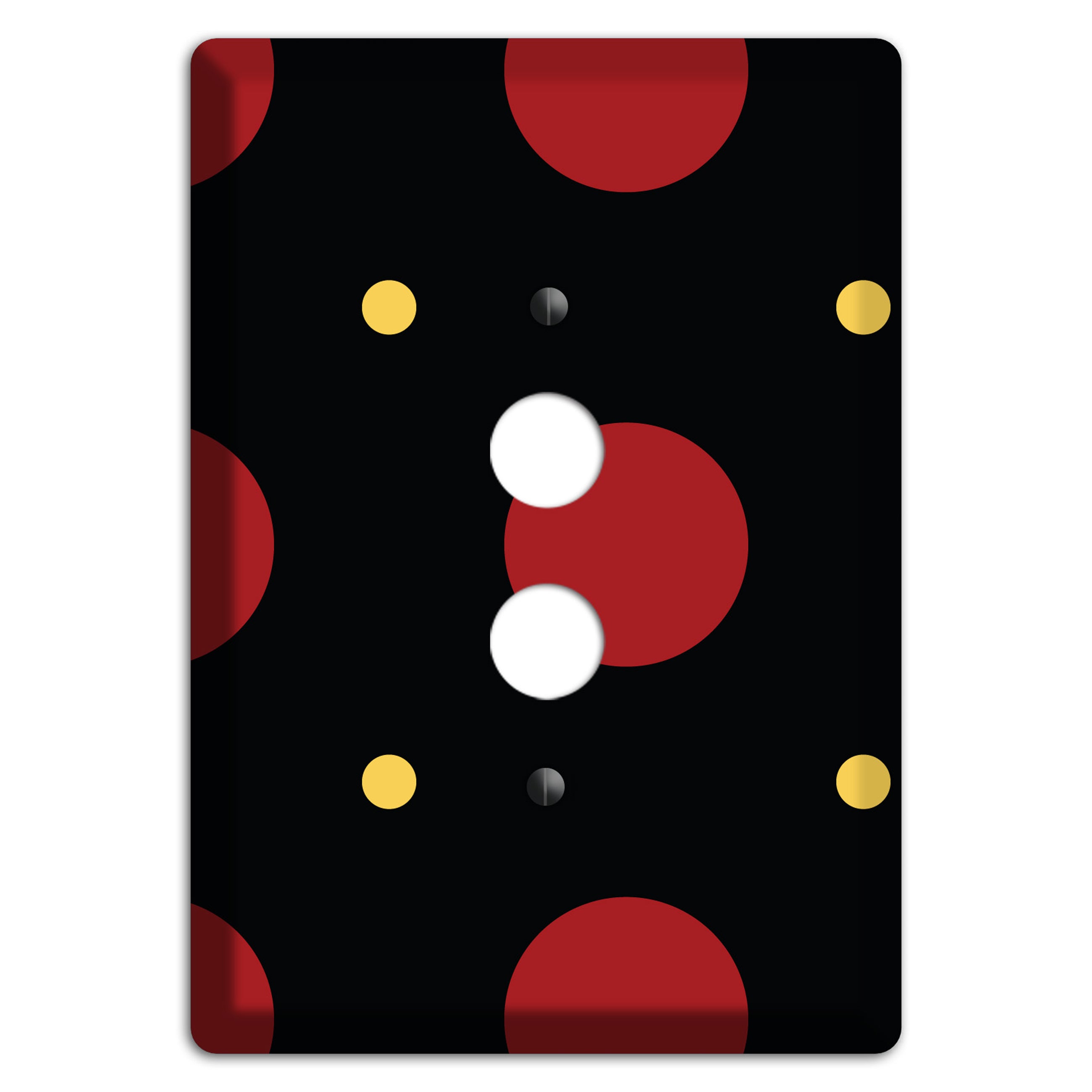 Black with Red and Yellow Multi Tiled Medium Dots 1 Pushbutton Wallplate