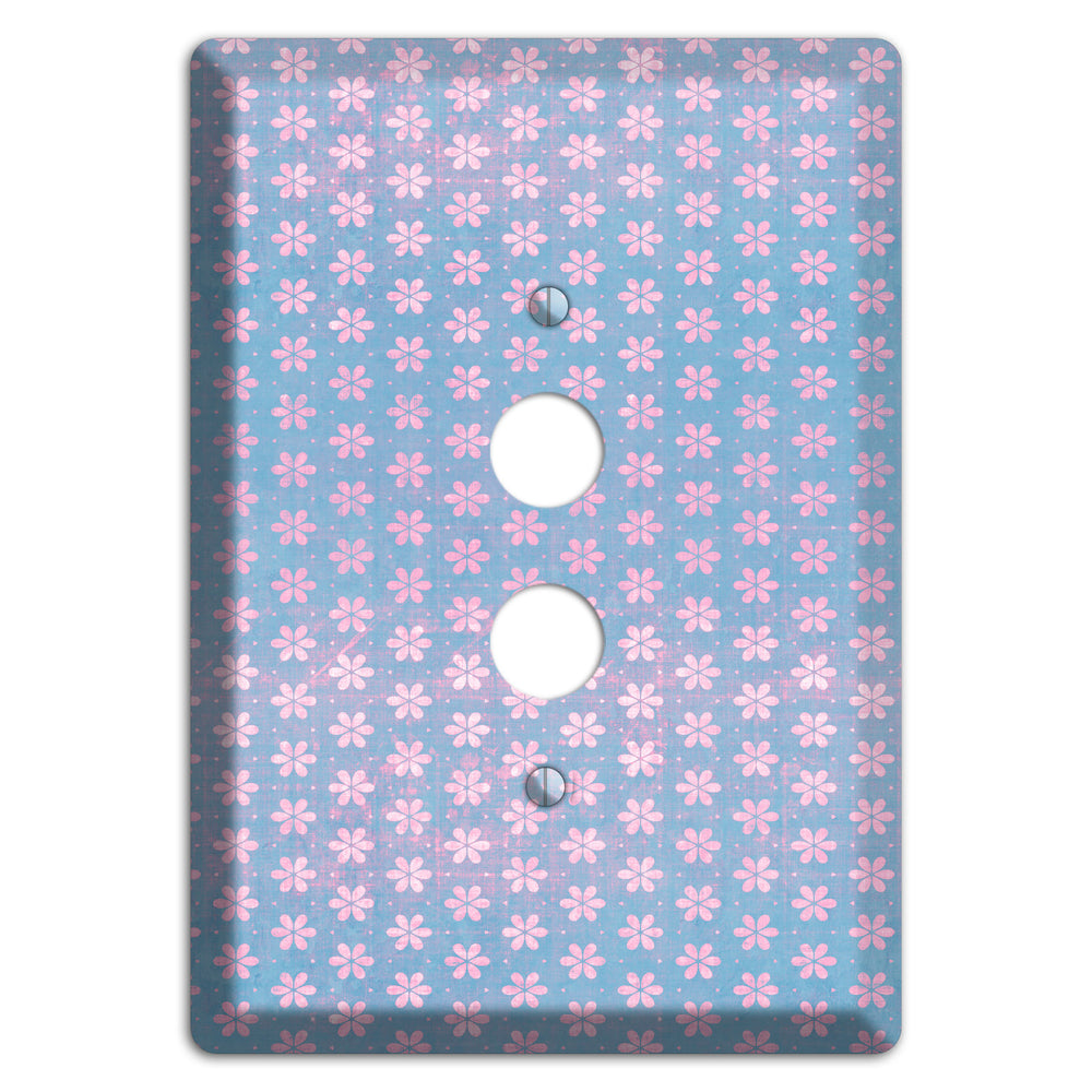 Periwinkle Grunge Floral Contour 1 Pushbutton Wallplate