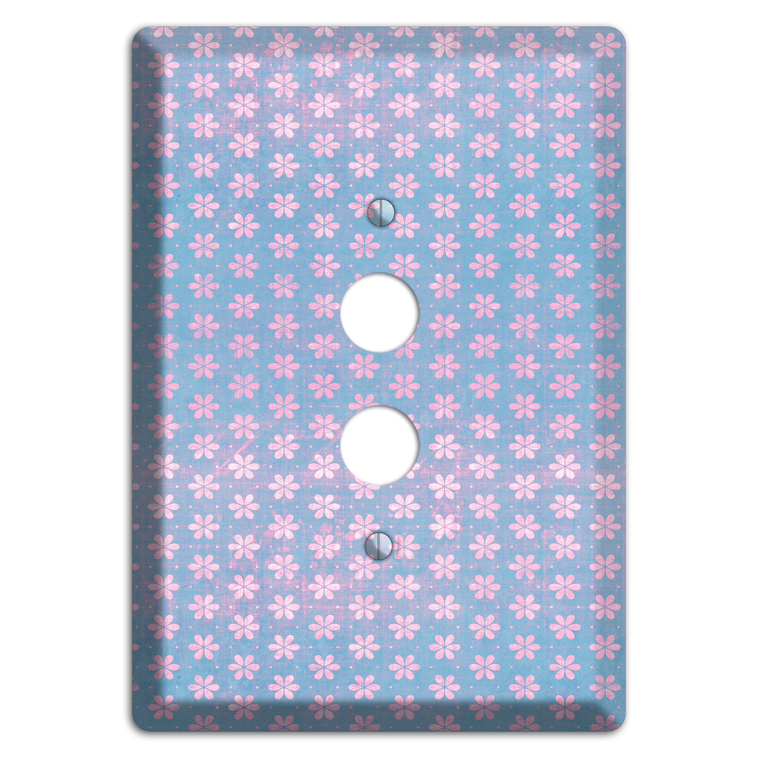 Periwinkle Grunge Floral Contour 1 Pushbutton Wallplate