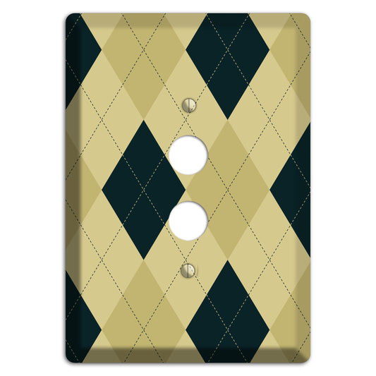 Beige and Yellow Argyle 1 Pushbutton Wallplate