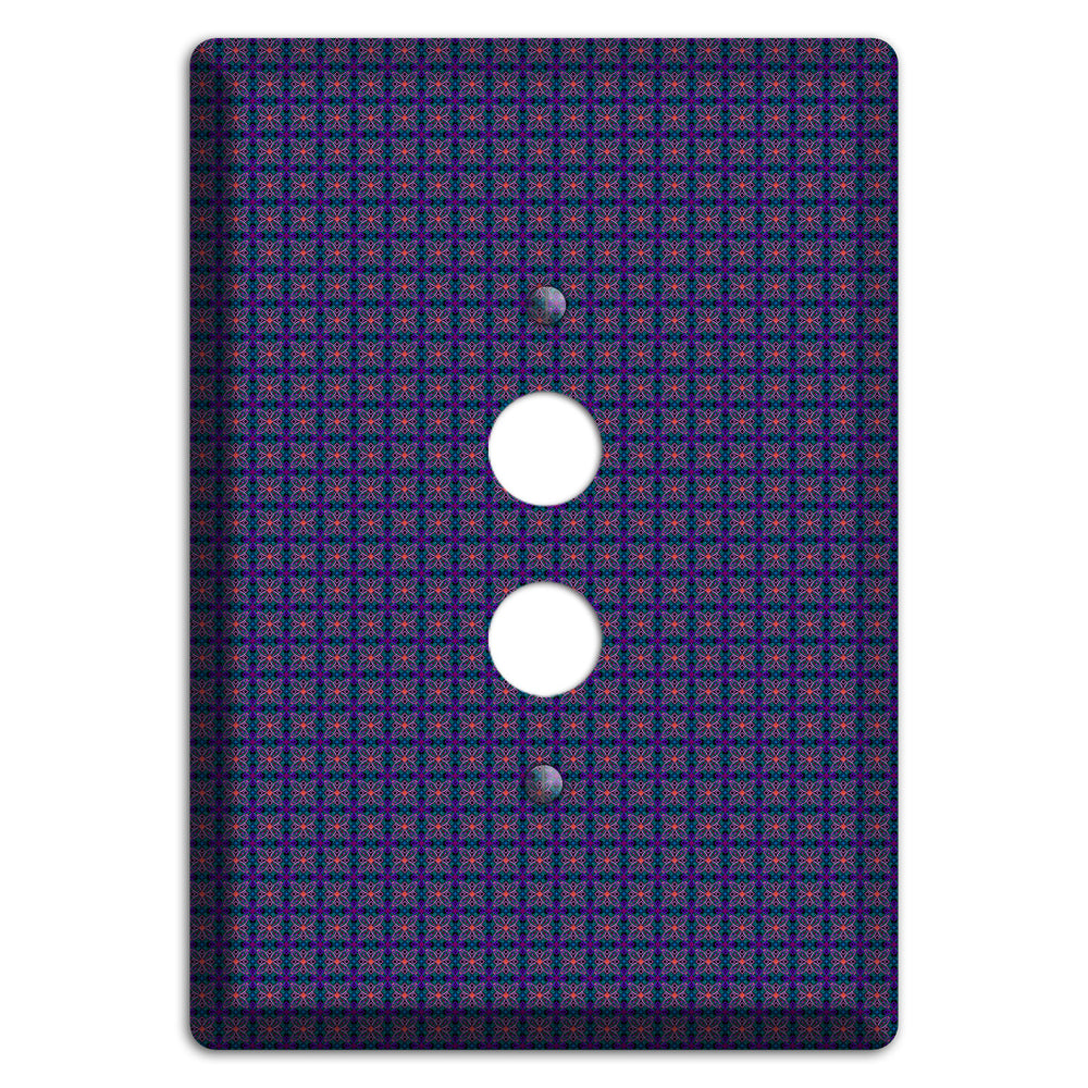 Navy and Purple Tiled Floral Foulard 1 Pushbutton Wallplate