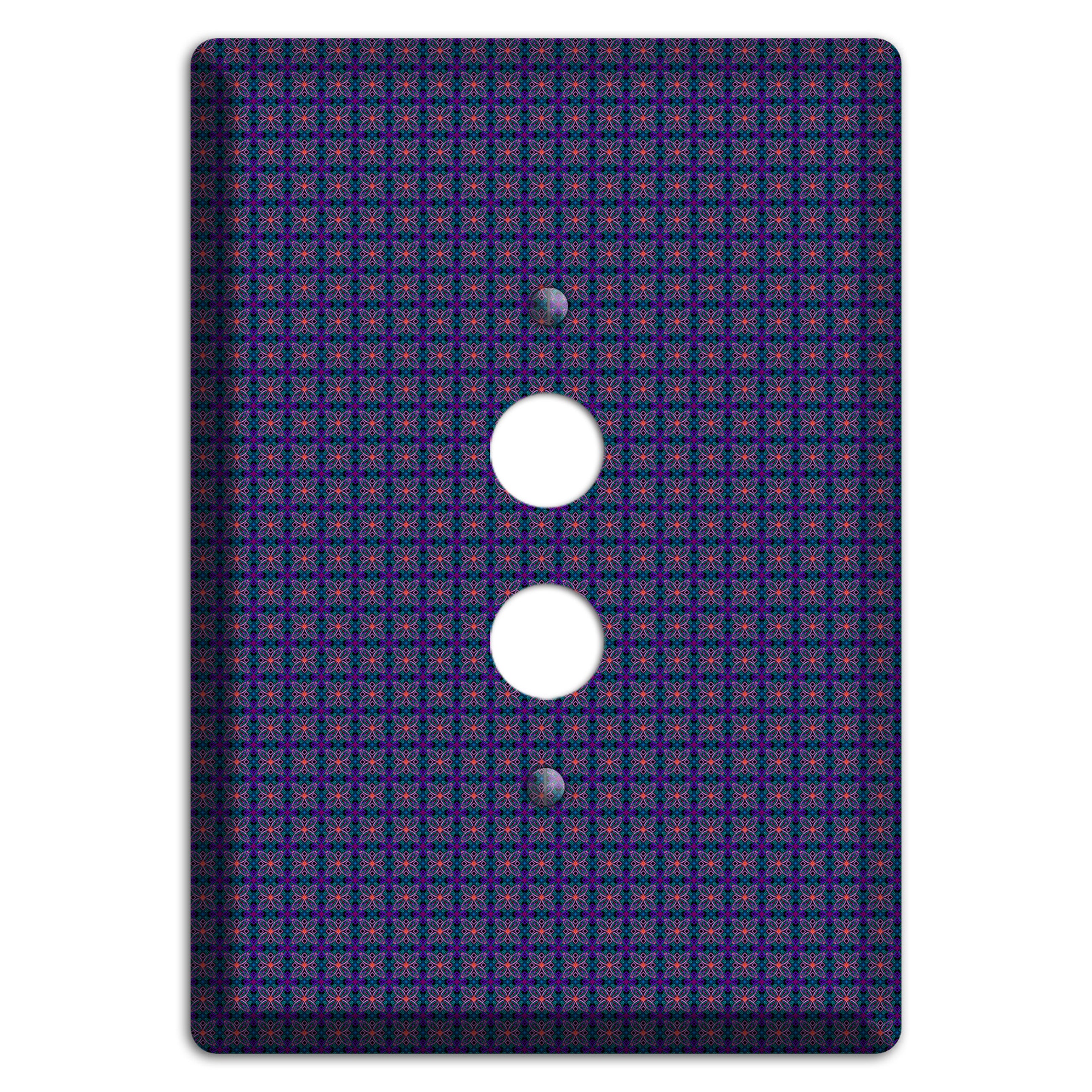 Navy and Purple Tiled Floral Foulard 1 Pushbutton Wallplate