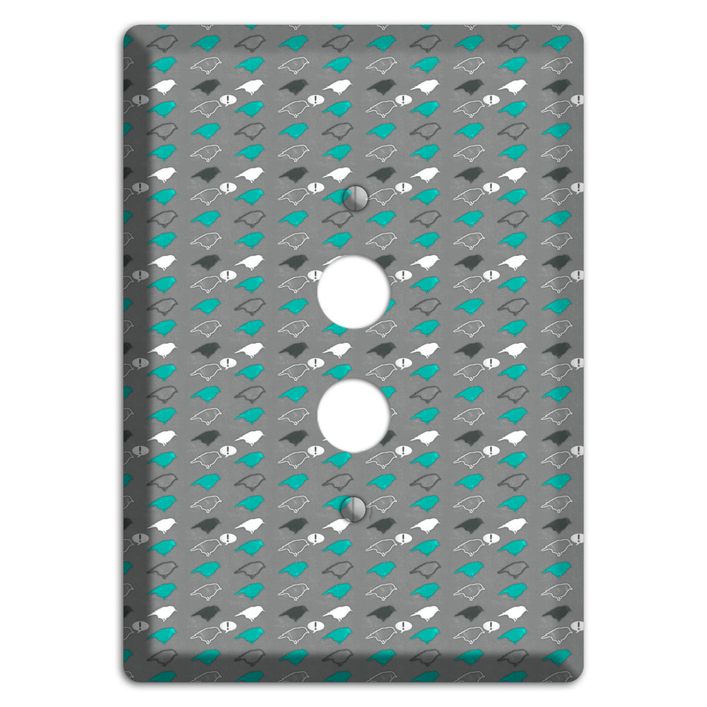 Grey with Small Green Birds 1 Pushbutton Wallplate