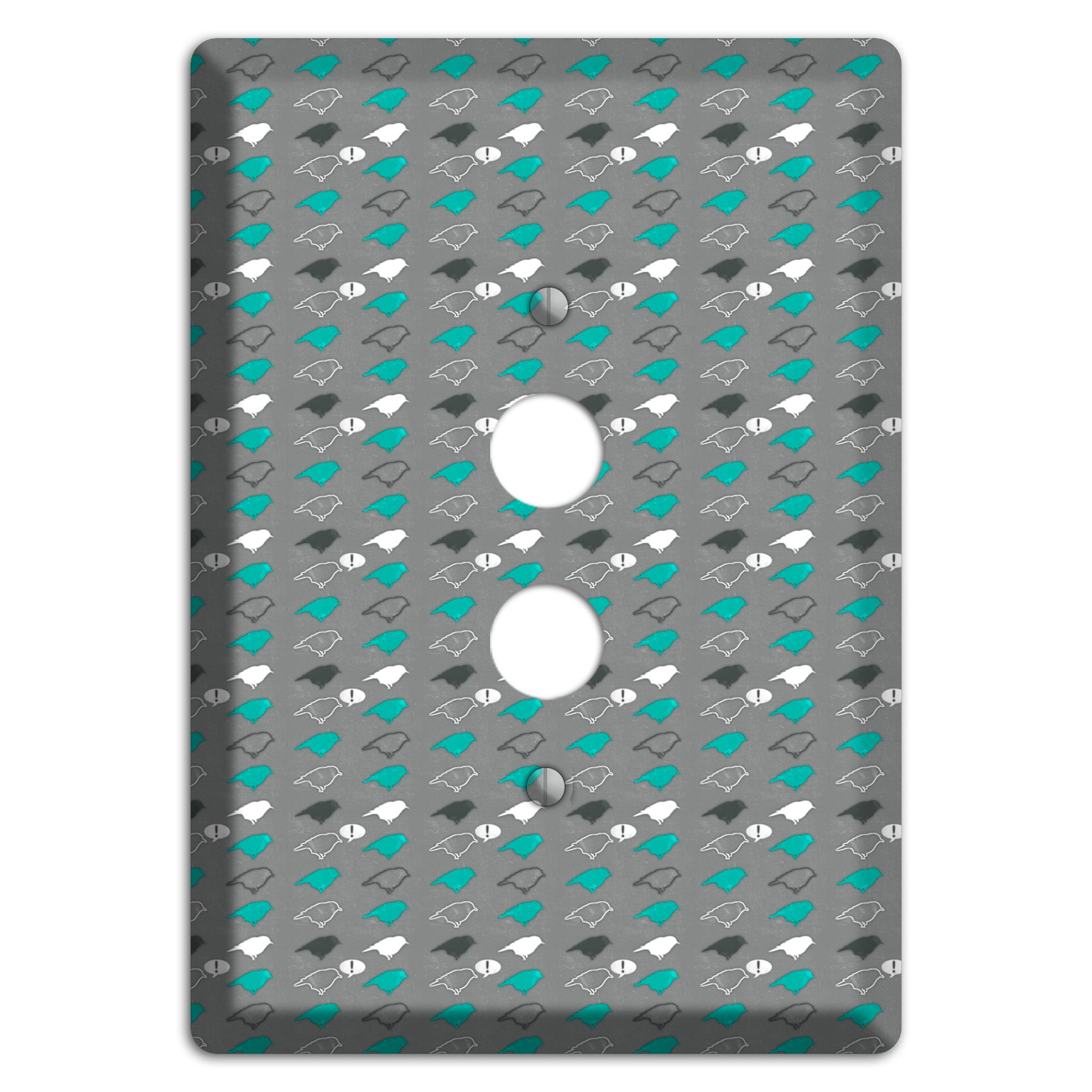 Grey with Small Green Birds 1 Pushbutton Wallplate