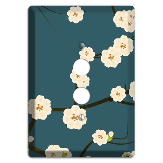 Blue Cherry Blossoms 1 Pushbutton Wallplate