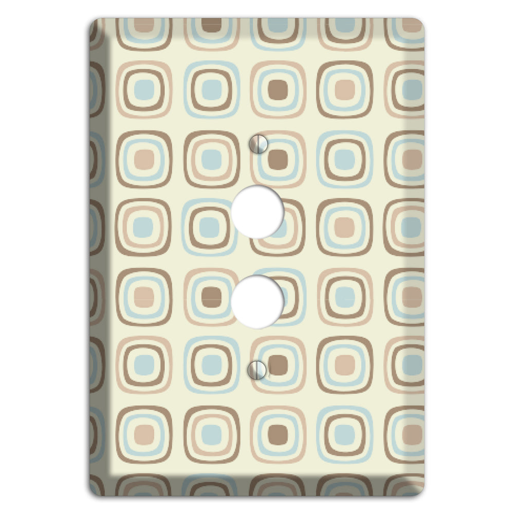 Multi Beige Brown Dusty Blue Retro Squares 1 Pushbutton Wallplate