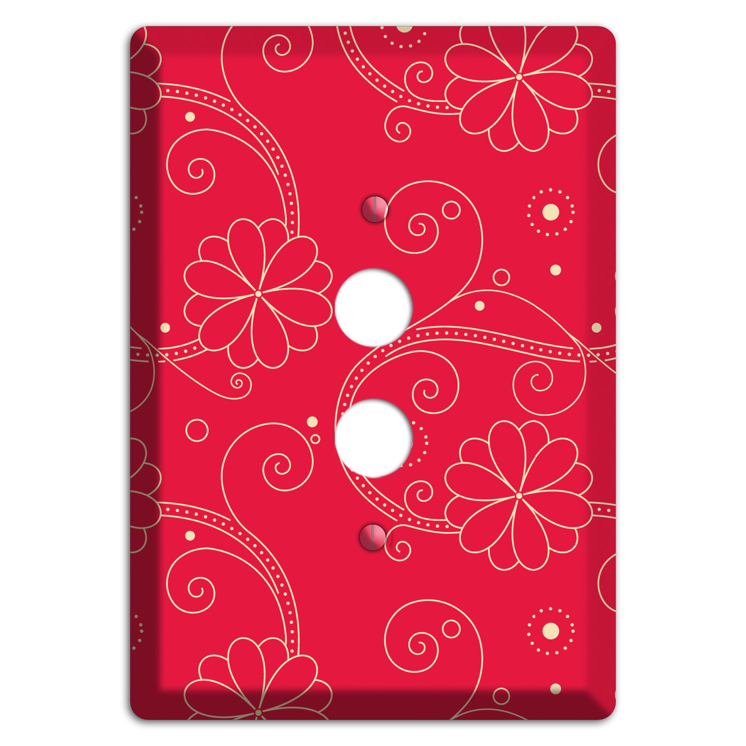 Red Floral Swirl 1 Pushbutton Wallplate