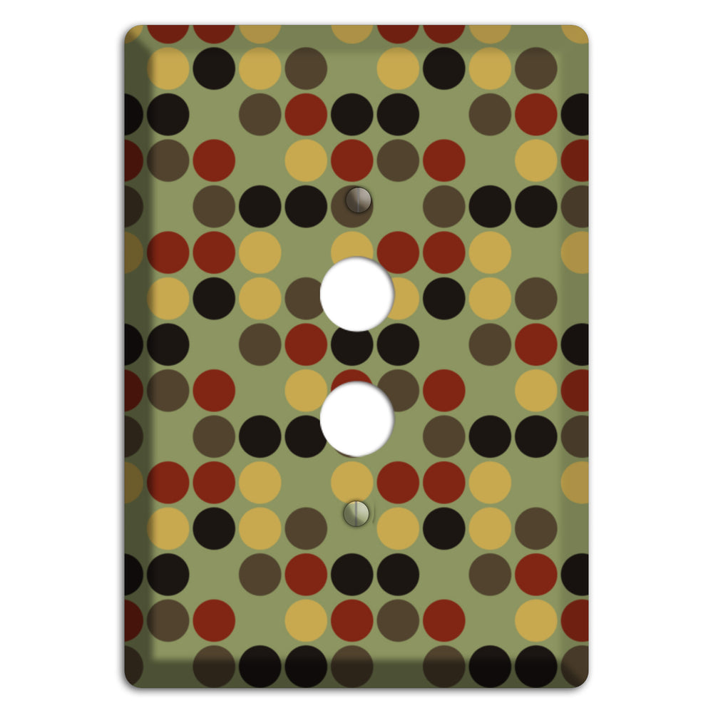 Olive with Red Brown Black Offset Dots 1 Pushbutton Wallplate