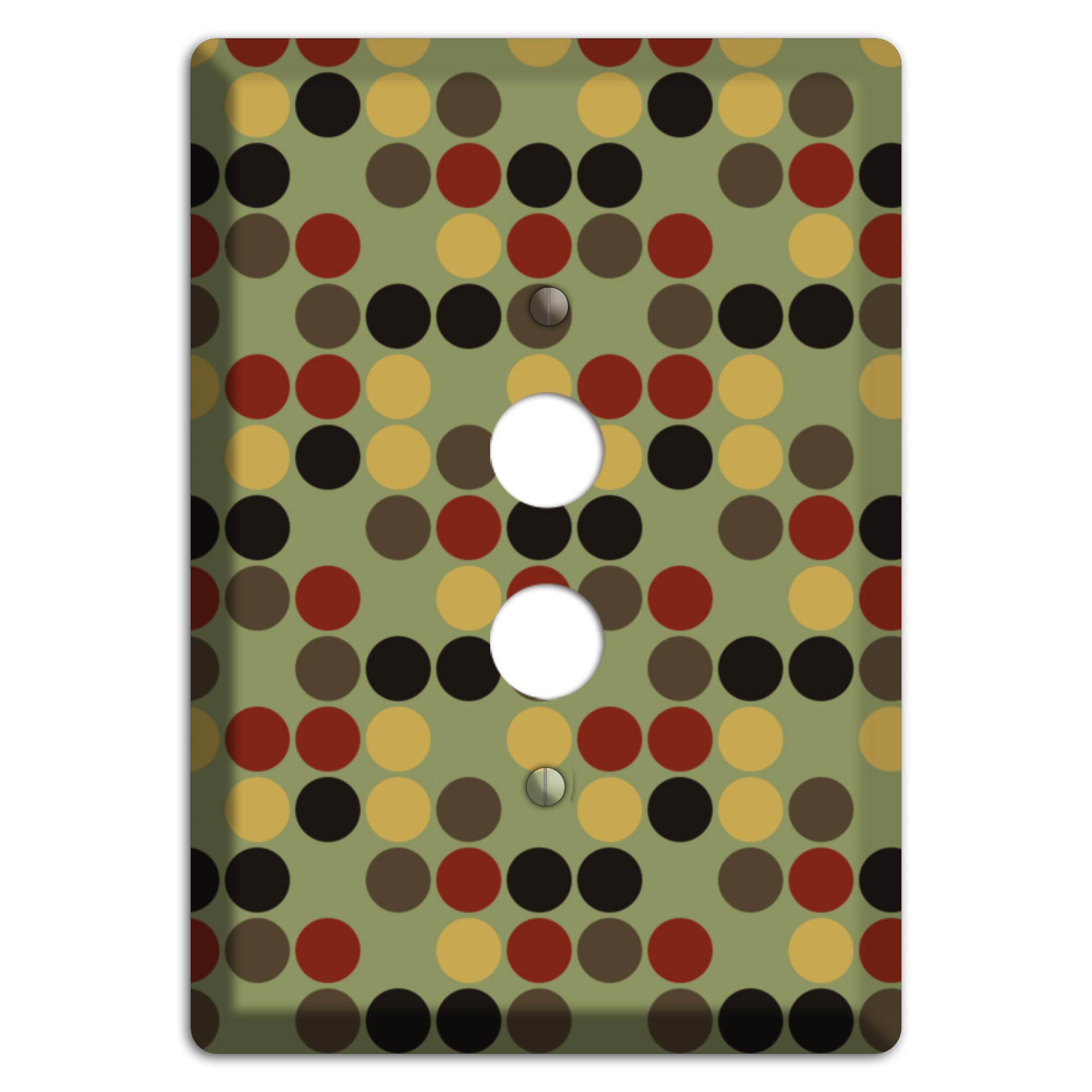 Olive with Red Brown Black Offset Dots 1 Pushbutton Wallplate