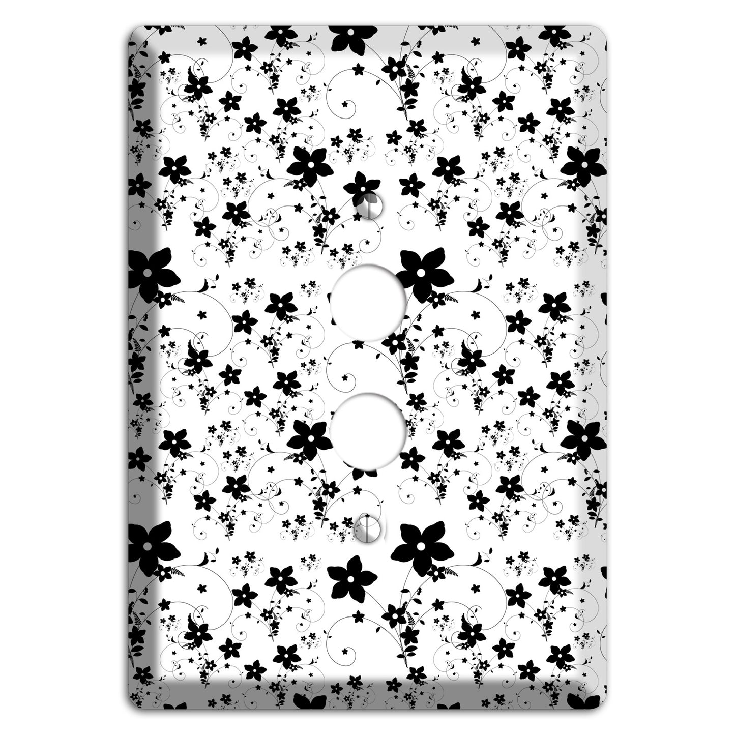 Black and White Flowers 1 Pushbutton Wallplate