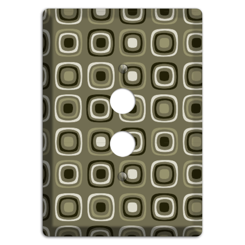 Multi Olive and Brown Retro Squares 1 Pushbutton Wallplate
