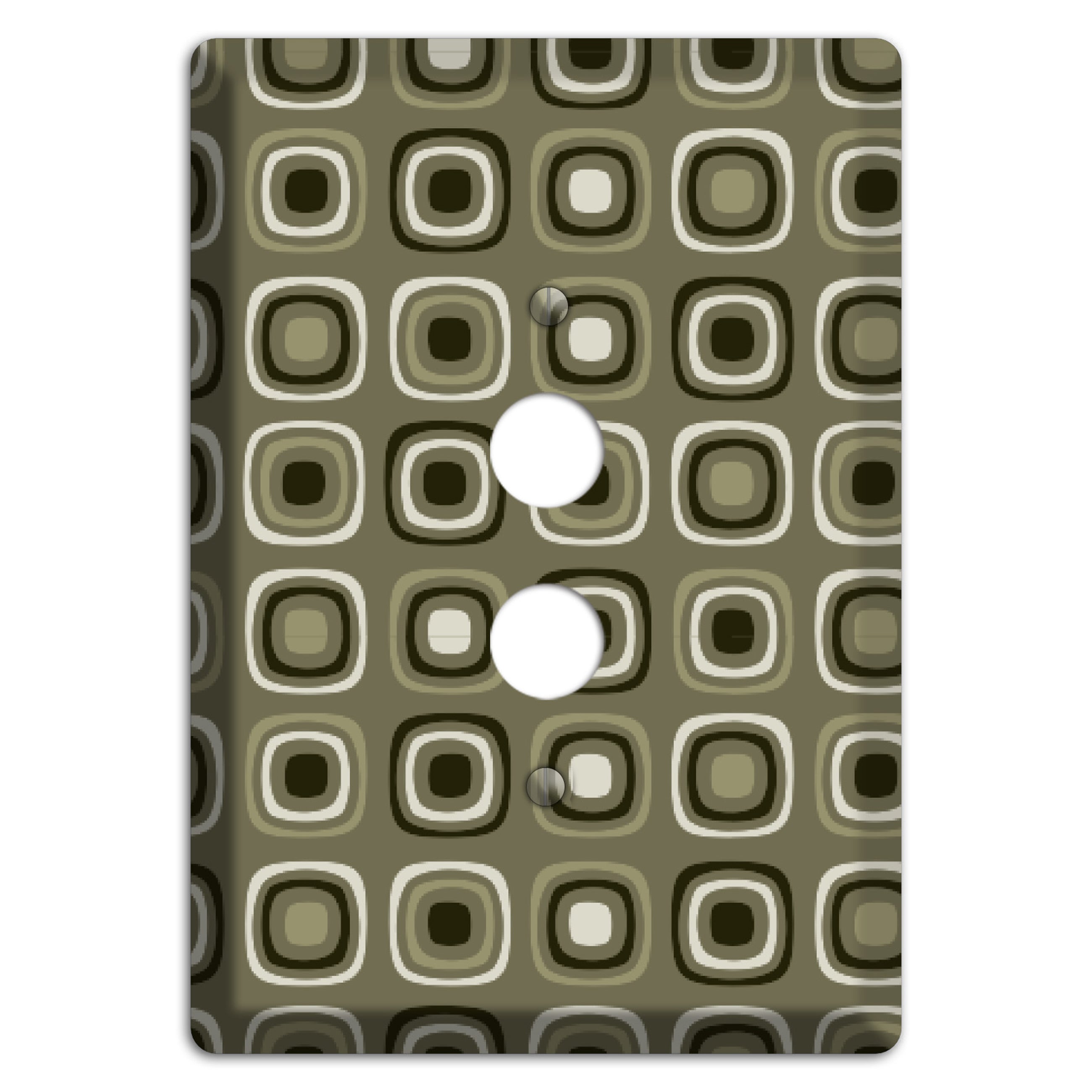 Multi Olive and Brown Retro Squares 1 Pushbutton Wallplate
