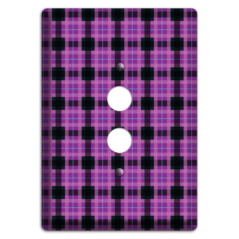 Purple and Black Plaid 1 Pushbutton Wallplate