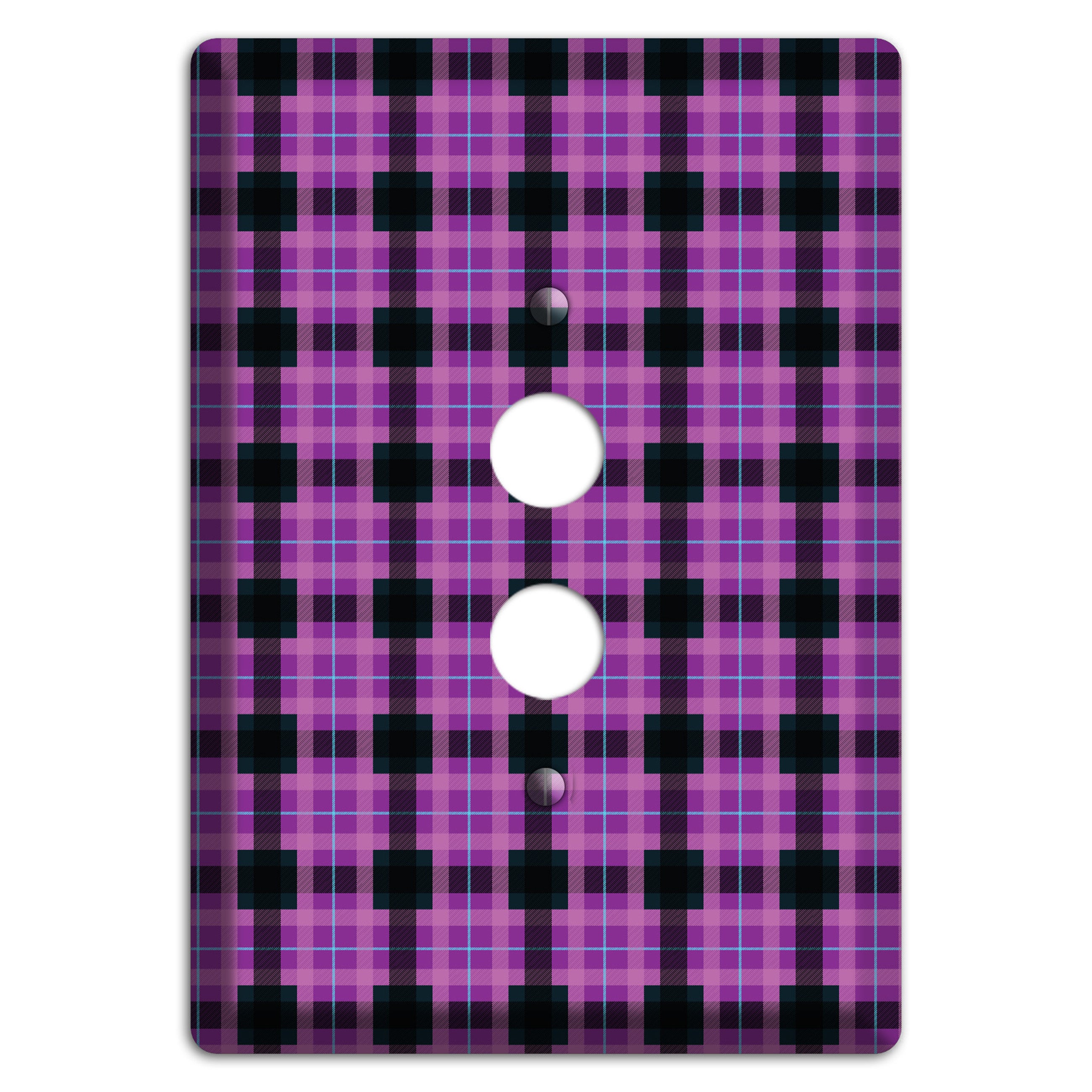 Purple and Black Plaid 1 Pushbutton Wallplate