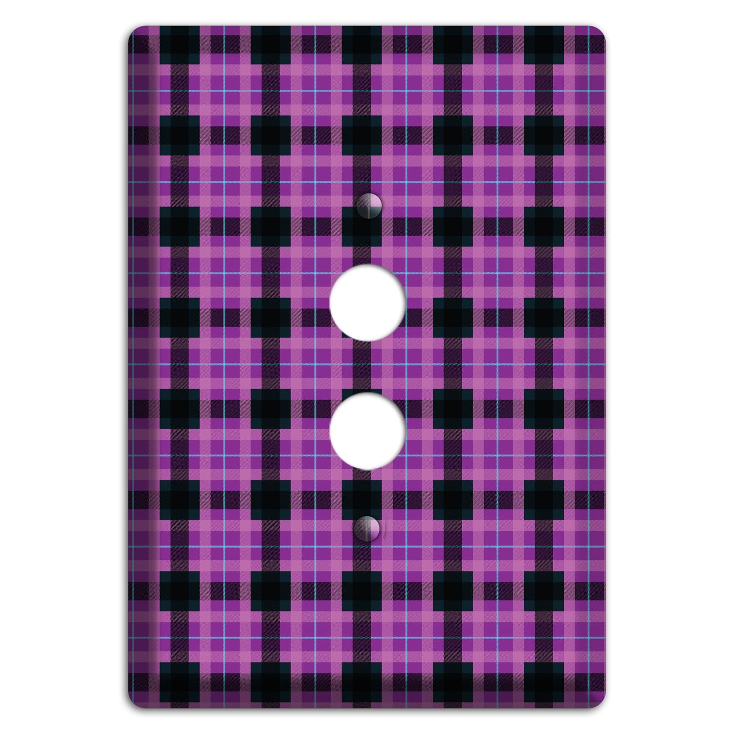 Purple and Black Plaid 1 Pushbutton Wallplate