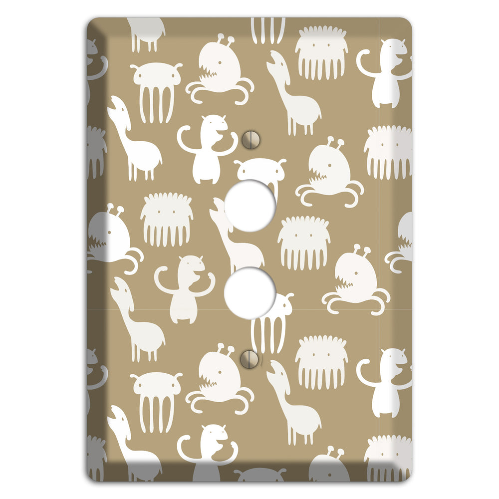 Sily Monsters Brown and White 1 Pushbutton Wallplate