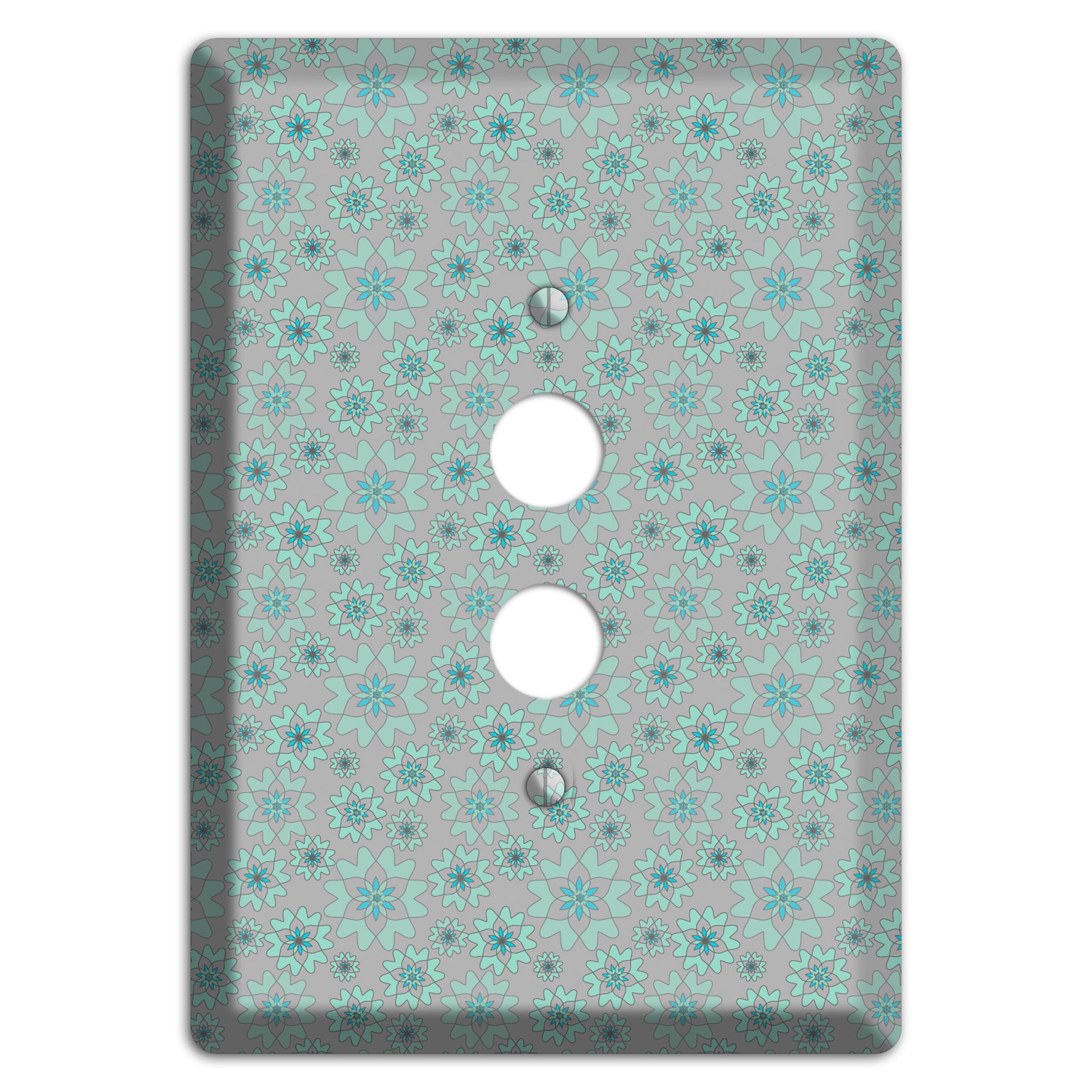 Grey with Tiny Aqua Retro Suzani 2 1 Pushbutton Wallplate