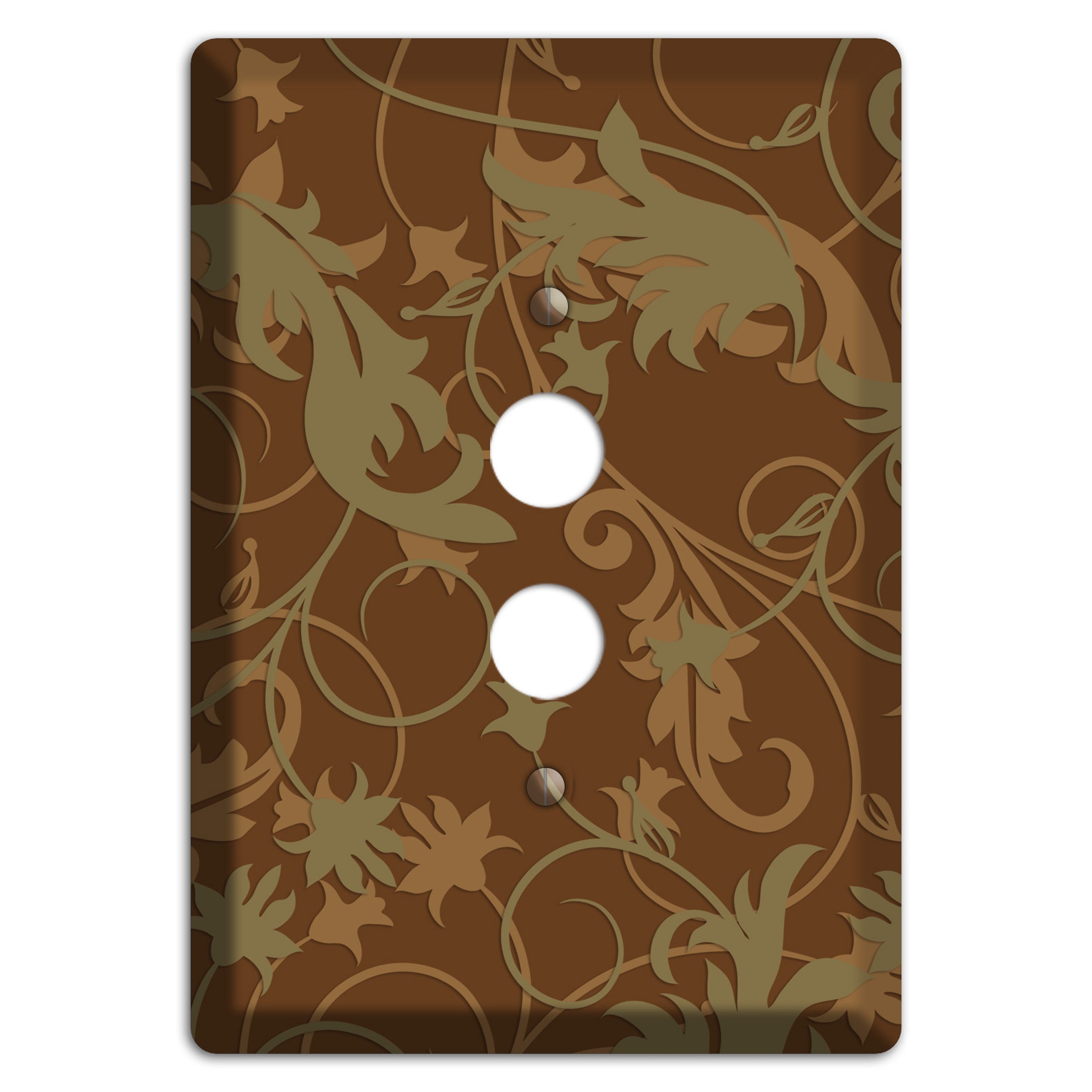 Brown and Olive Victorian Sprig 1 Pushbutton Wallplate