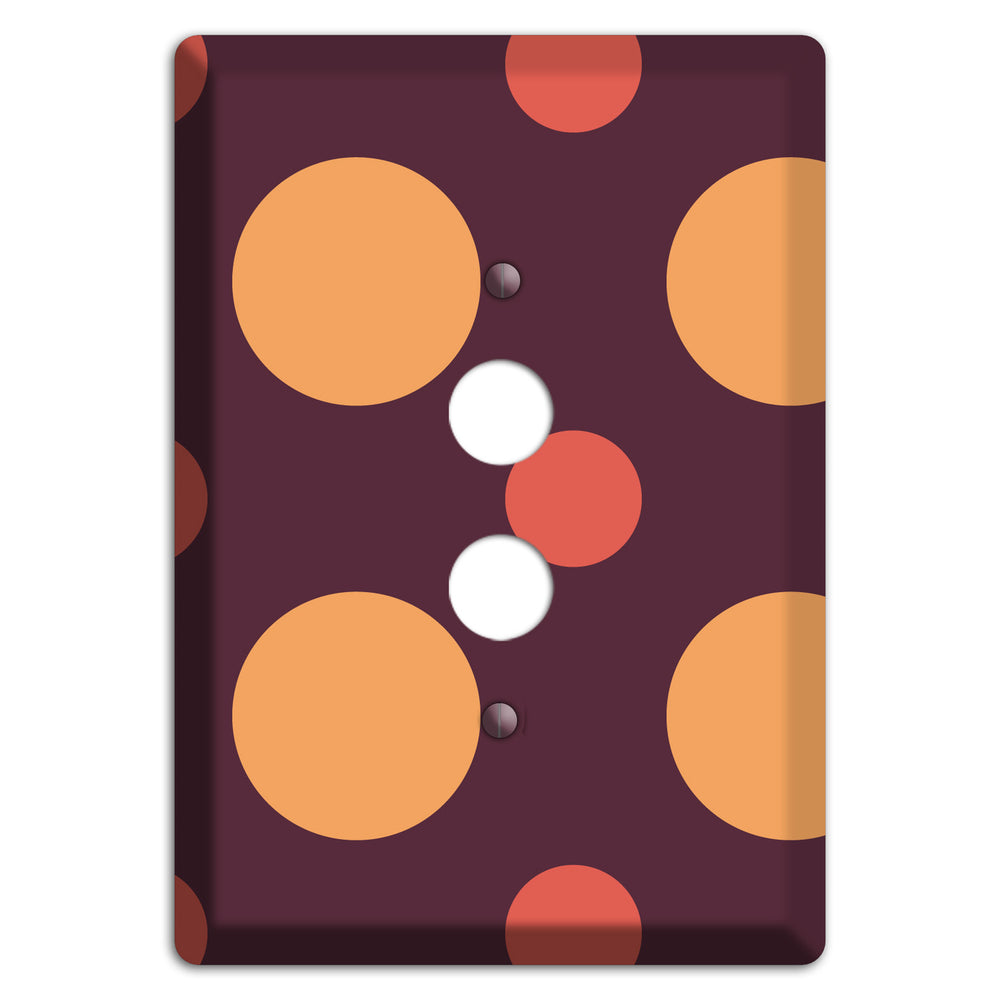 Eggplant with Multi Coral Multi Medium Polka Dots 1 Pushbutton Wallplate