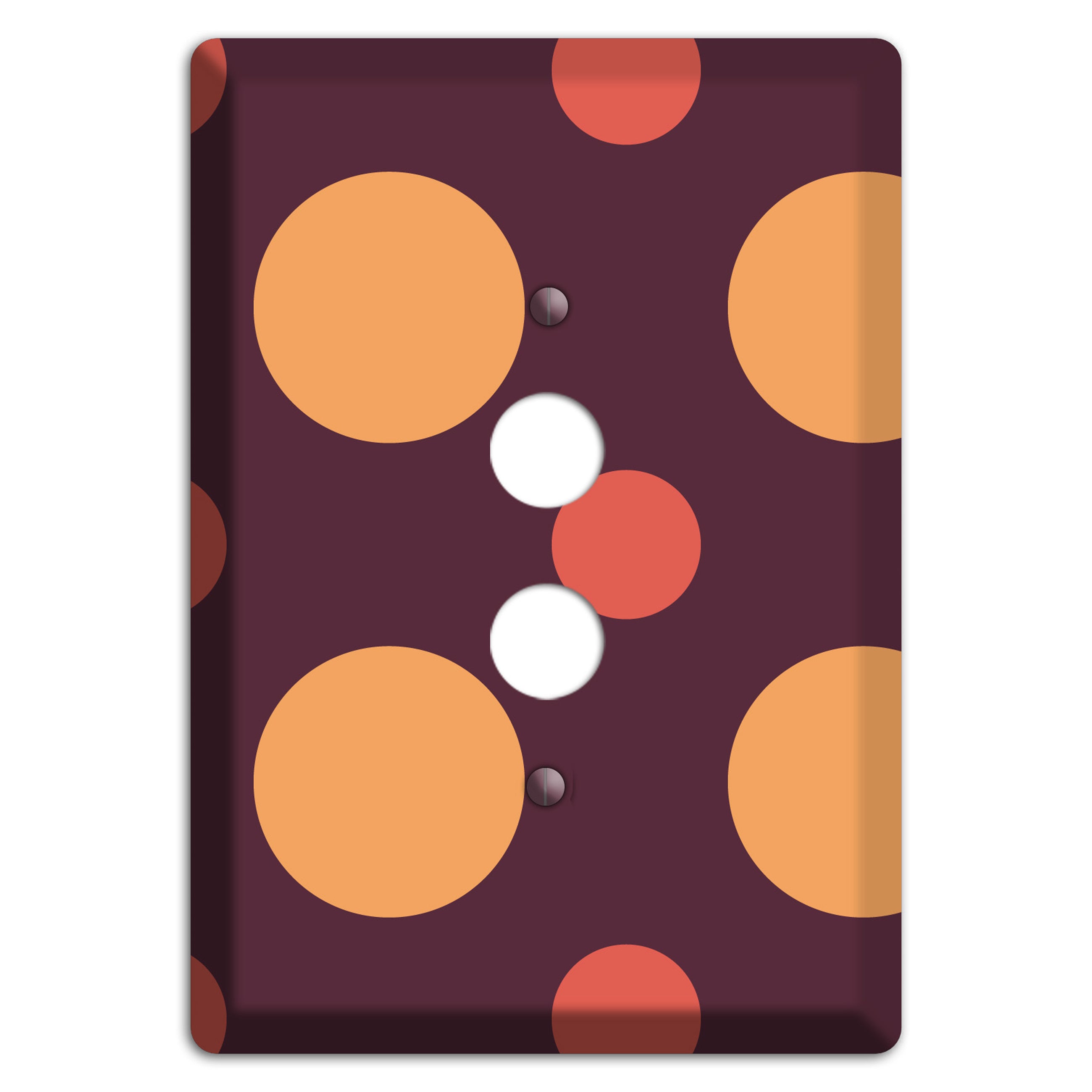 Eggplant with Multi Coral Multi Medium Polka Dots 1 Pushbutton Wallplate