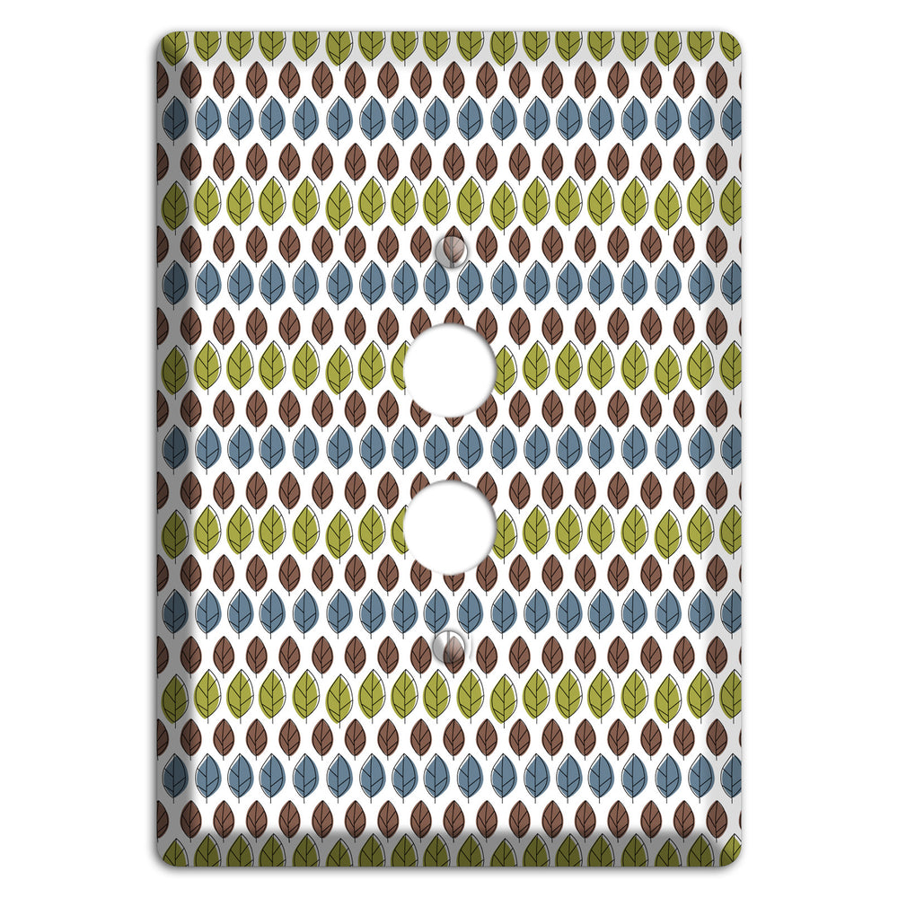 Sage Brown Dusty Blue Leaf Contour 1 Pushbutton Wallplate