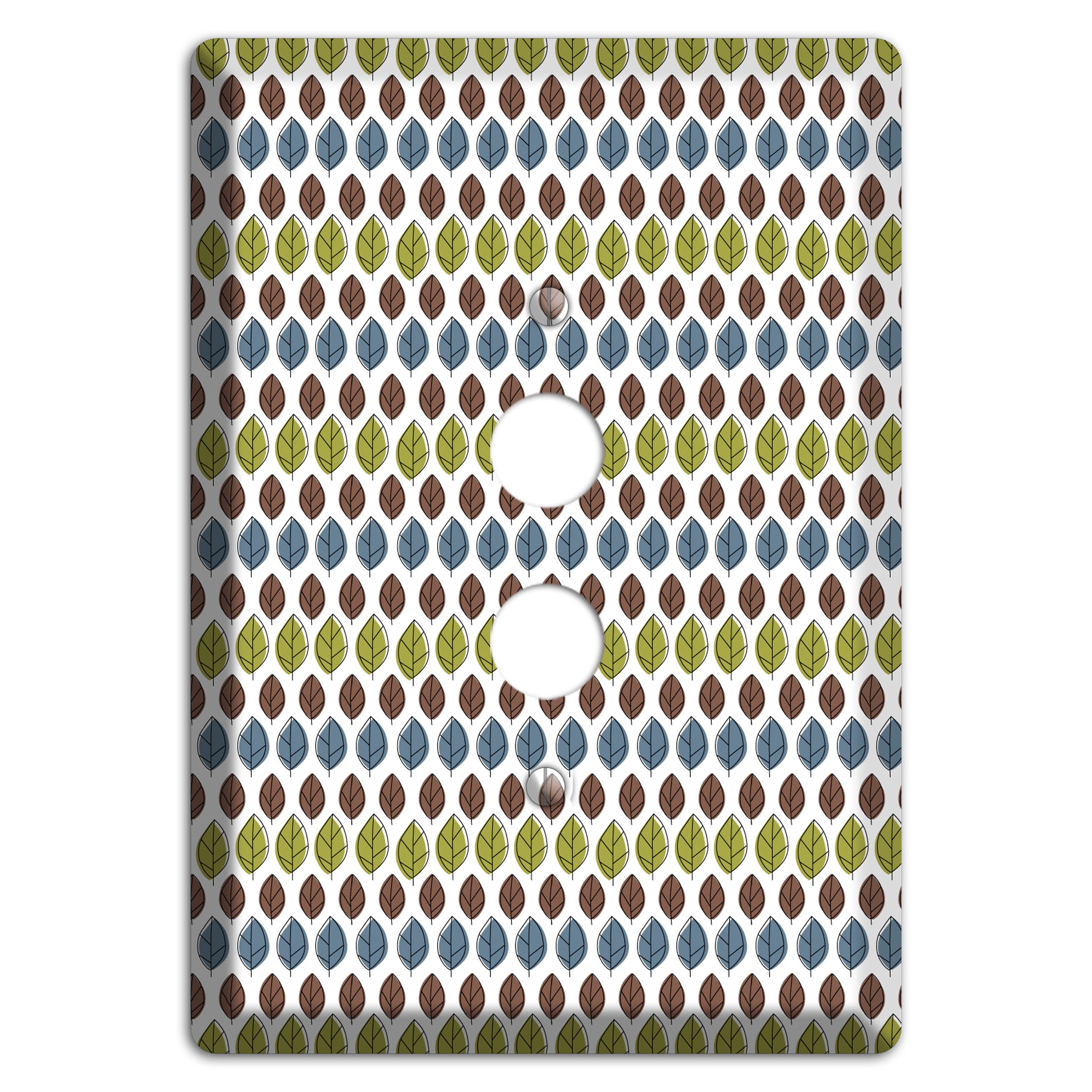 Sage Brown Dusty Blue Leaf Contour 1 Pushbutton Wallplate