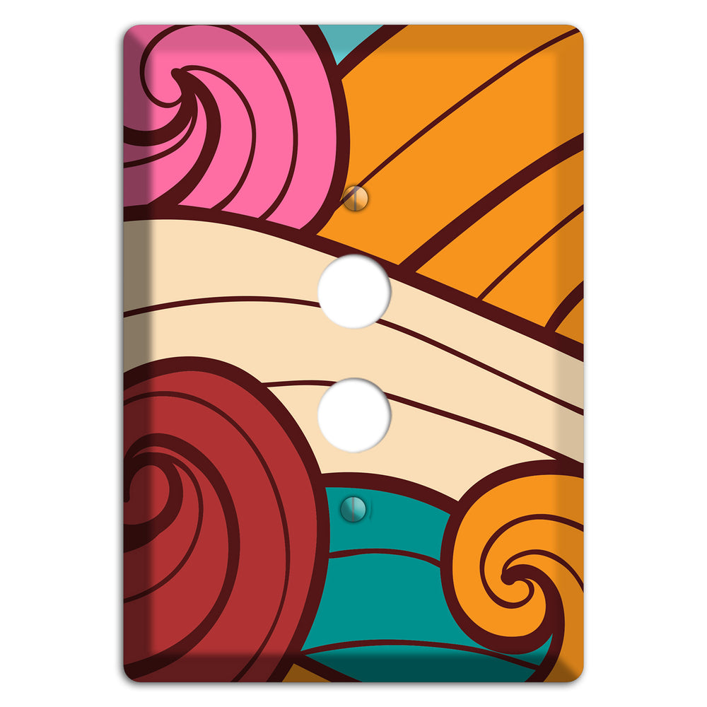 Abstract Curl Red & Cream 1 Pushbutton Wallplate
