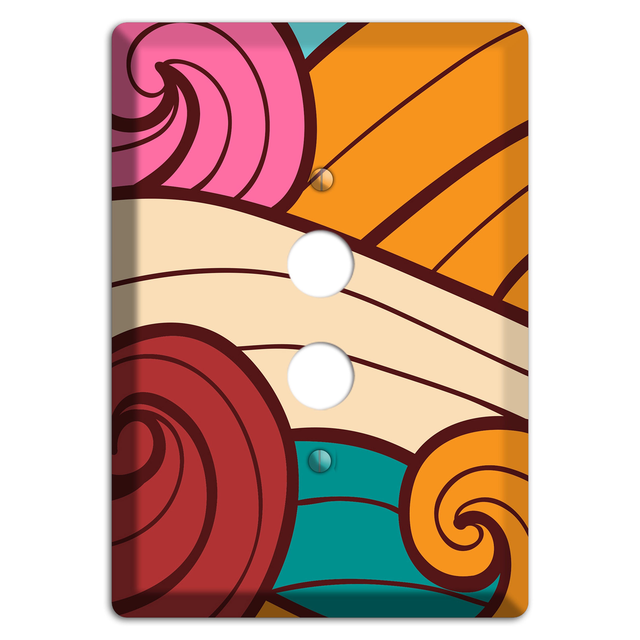 Abstract Curl Red & Cream 1 Pushbutton Wallplate