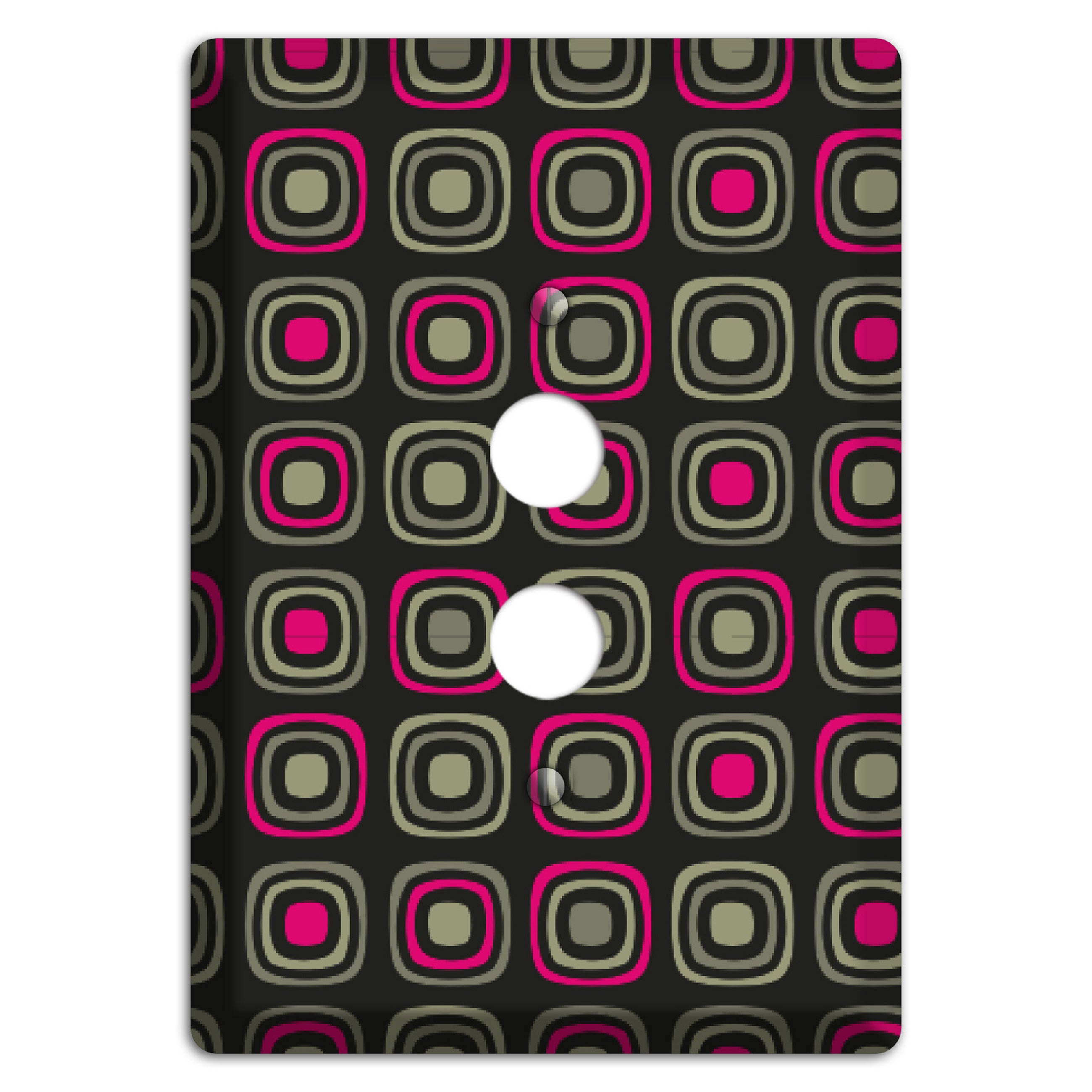 Multi Brown Fuschia Olive Retro Squares 1 Pushbutton Wallplate