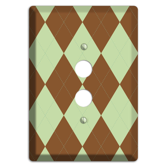 Brown and Green Argyle 1 Pushbutton Wallplate