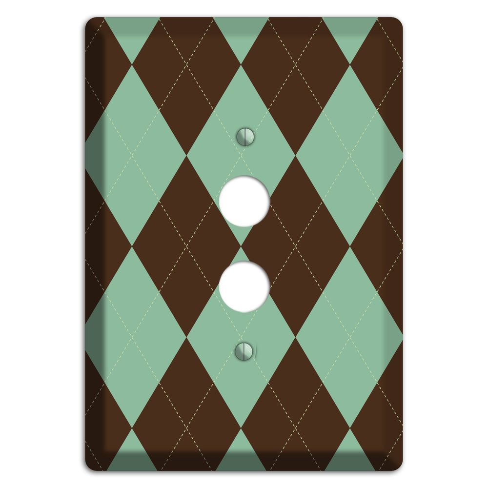 Green and Brown Argyle 1 Pushbutton Wallplate