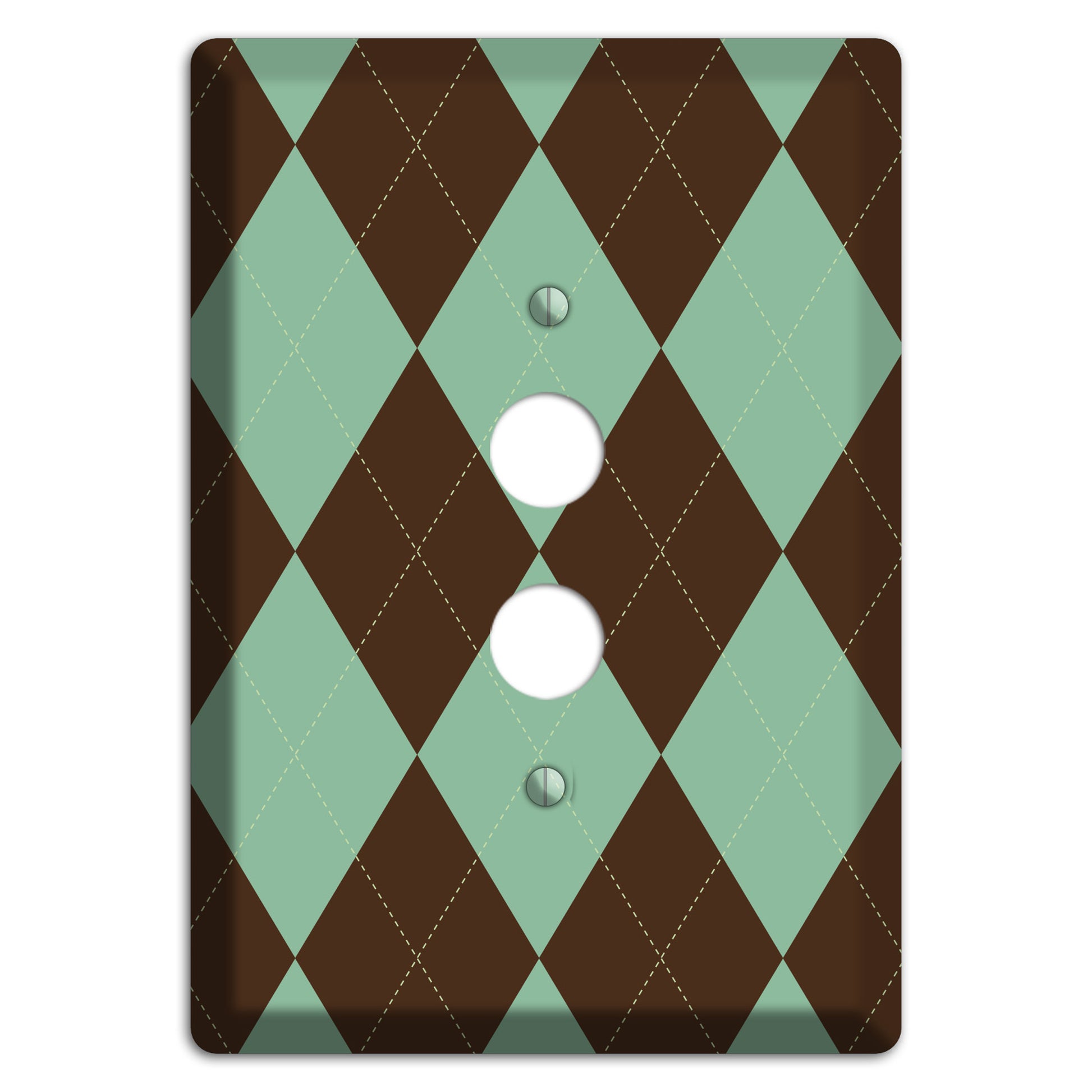 Green and Brown Argyle 1 Pushbutton Wallplate