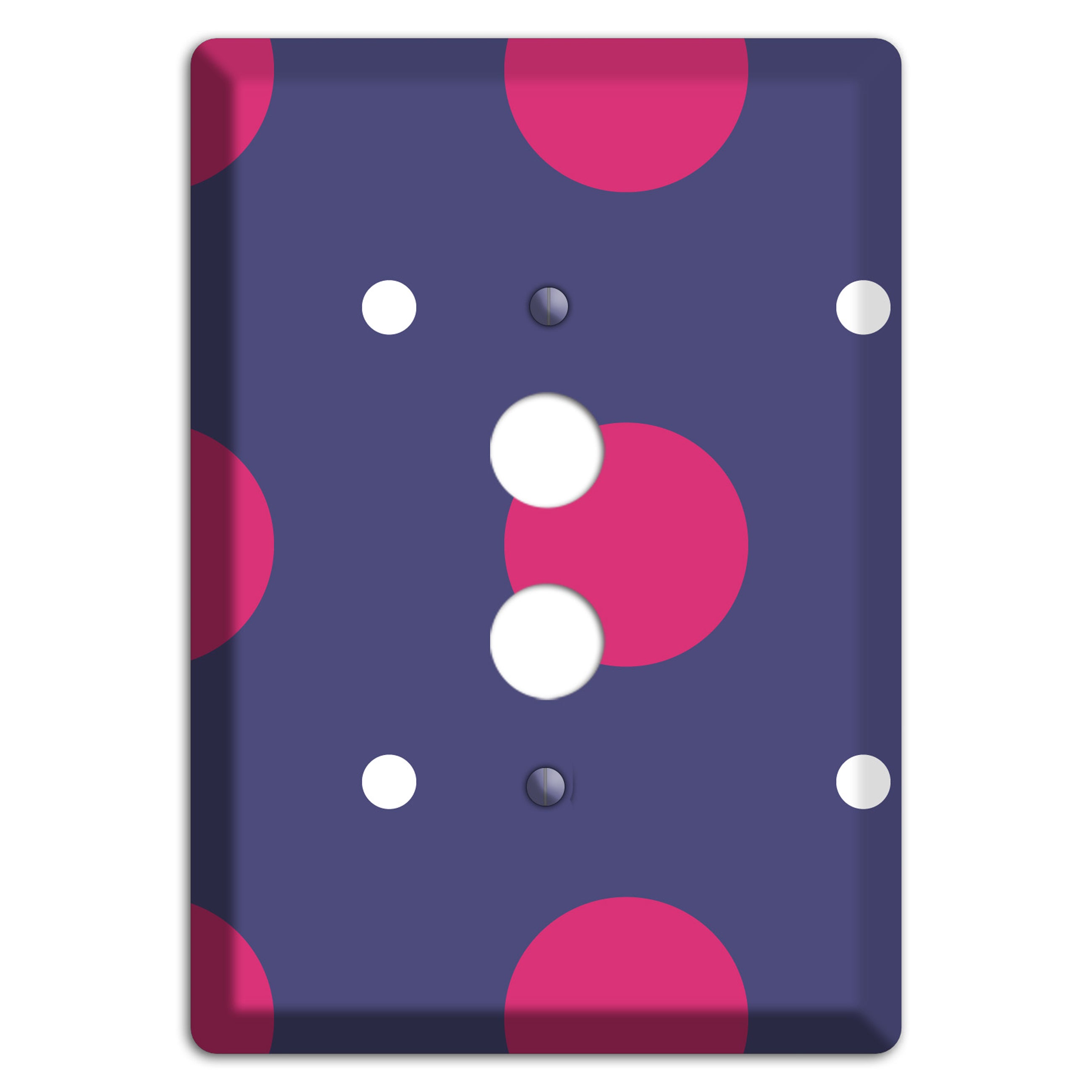 Purple with Purple and White Multi Tiled Medium Dots 1 Pushbutton Wallplate