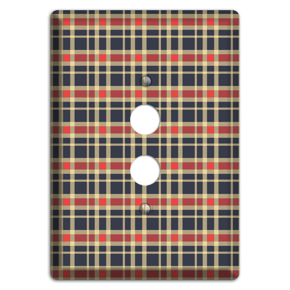Maroon and Black Plaid 2 1 Pushbutton Wallplate