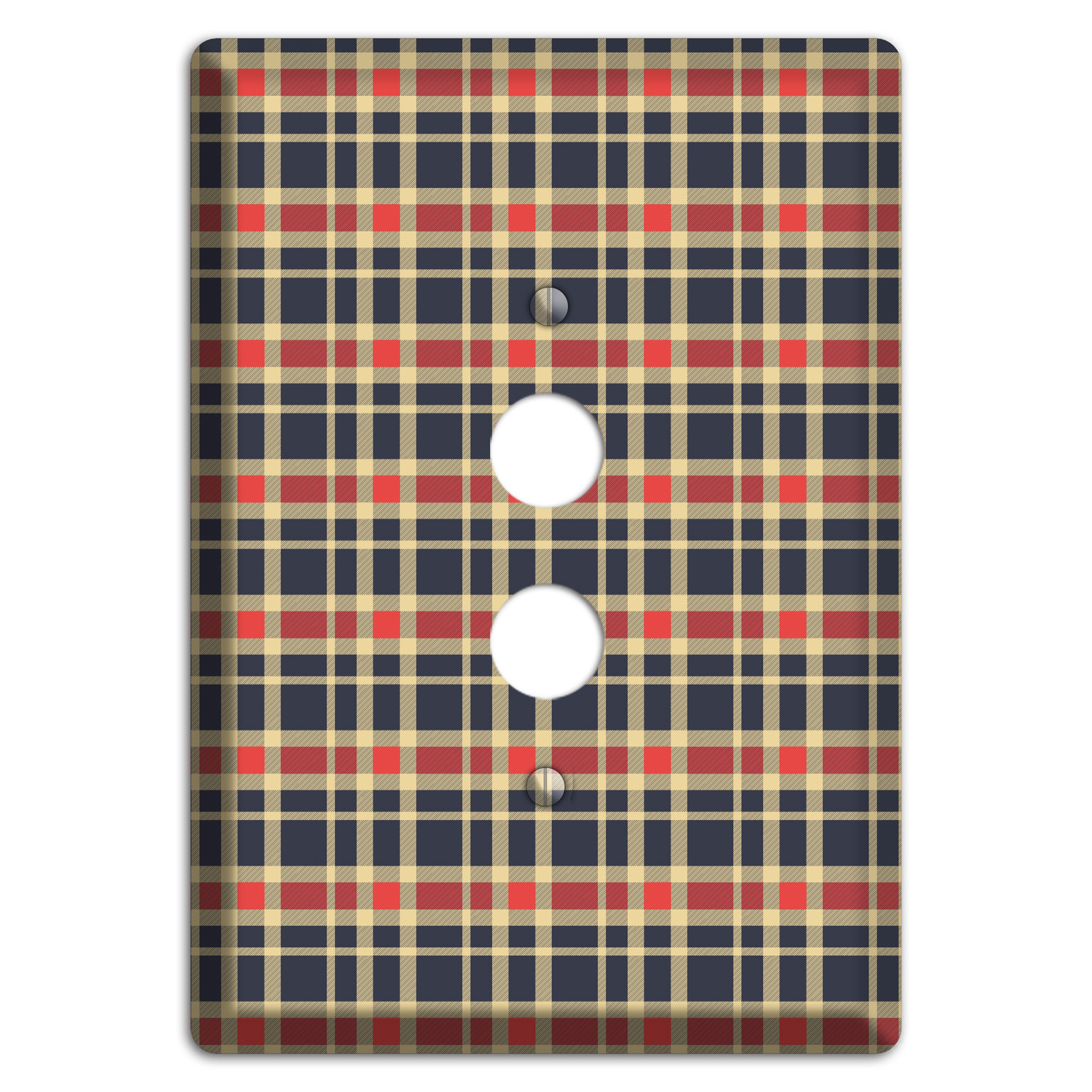 Maroon and Black Plaid 2 1 Pushbutton Wallplate