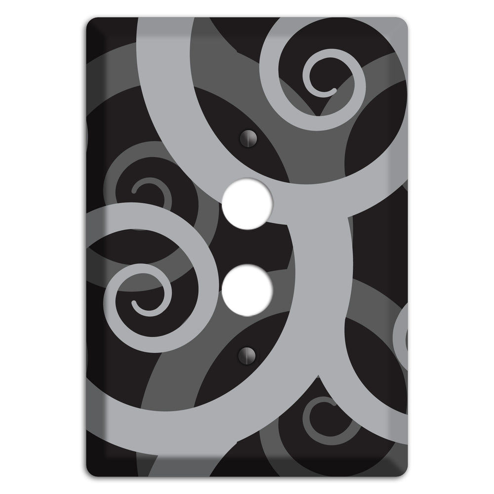 Black with Grey Large Swirl 1 Pushbutton Wallplate