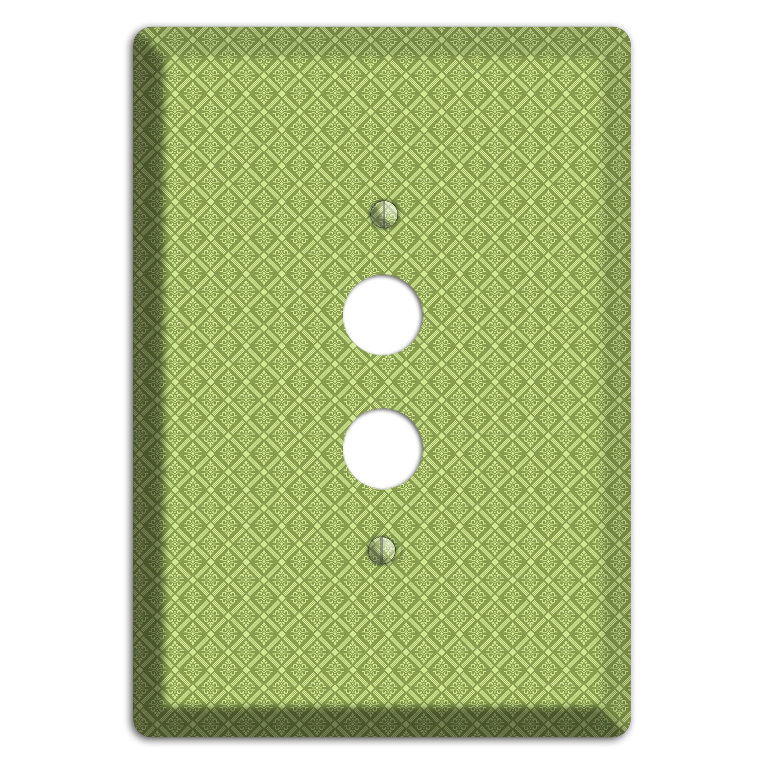 Small Green Damask Diamonds 1 Pushbutton Wallplate