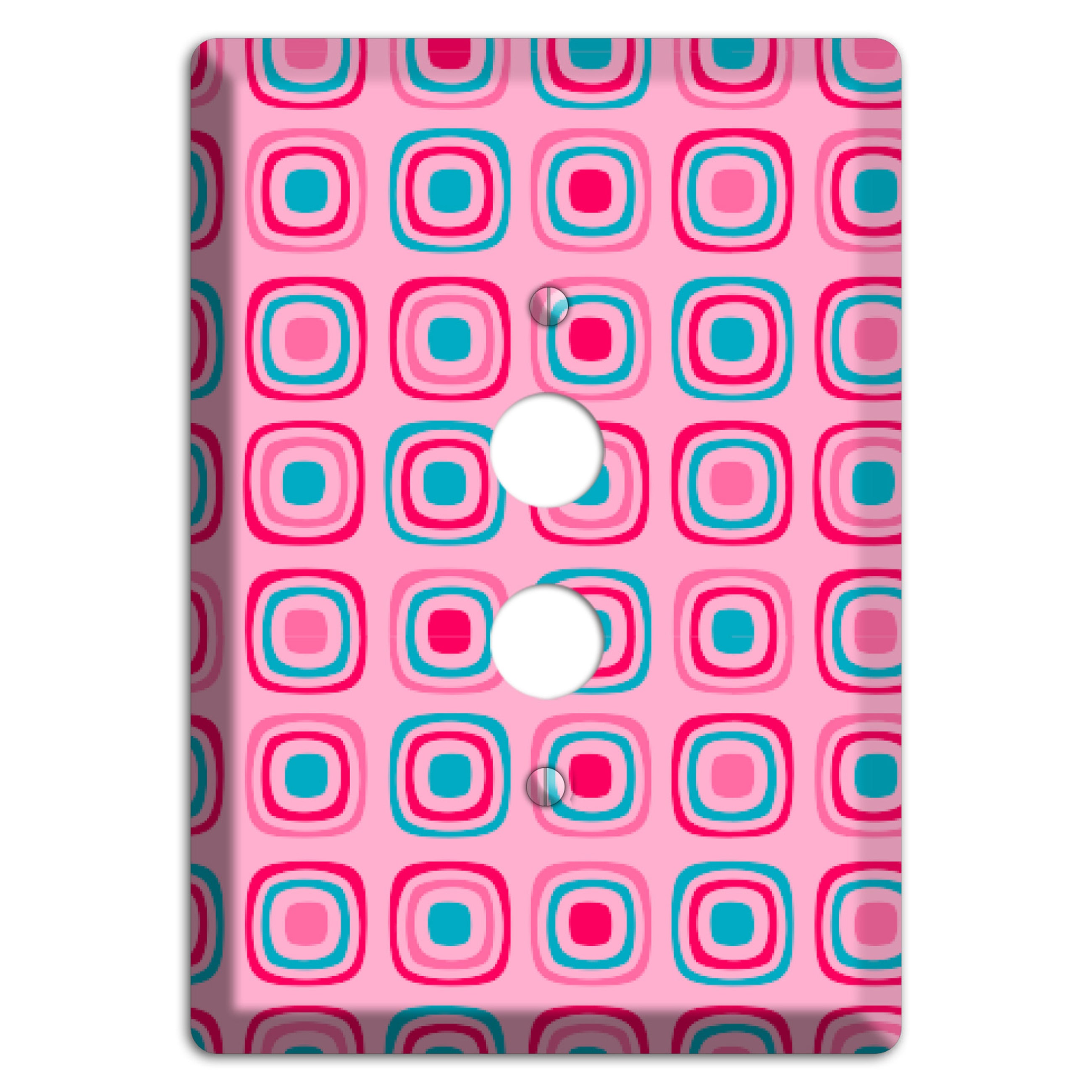 Pink and Blue Rounded Squares 1 Pushbutton Wallplate