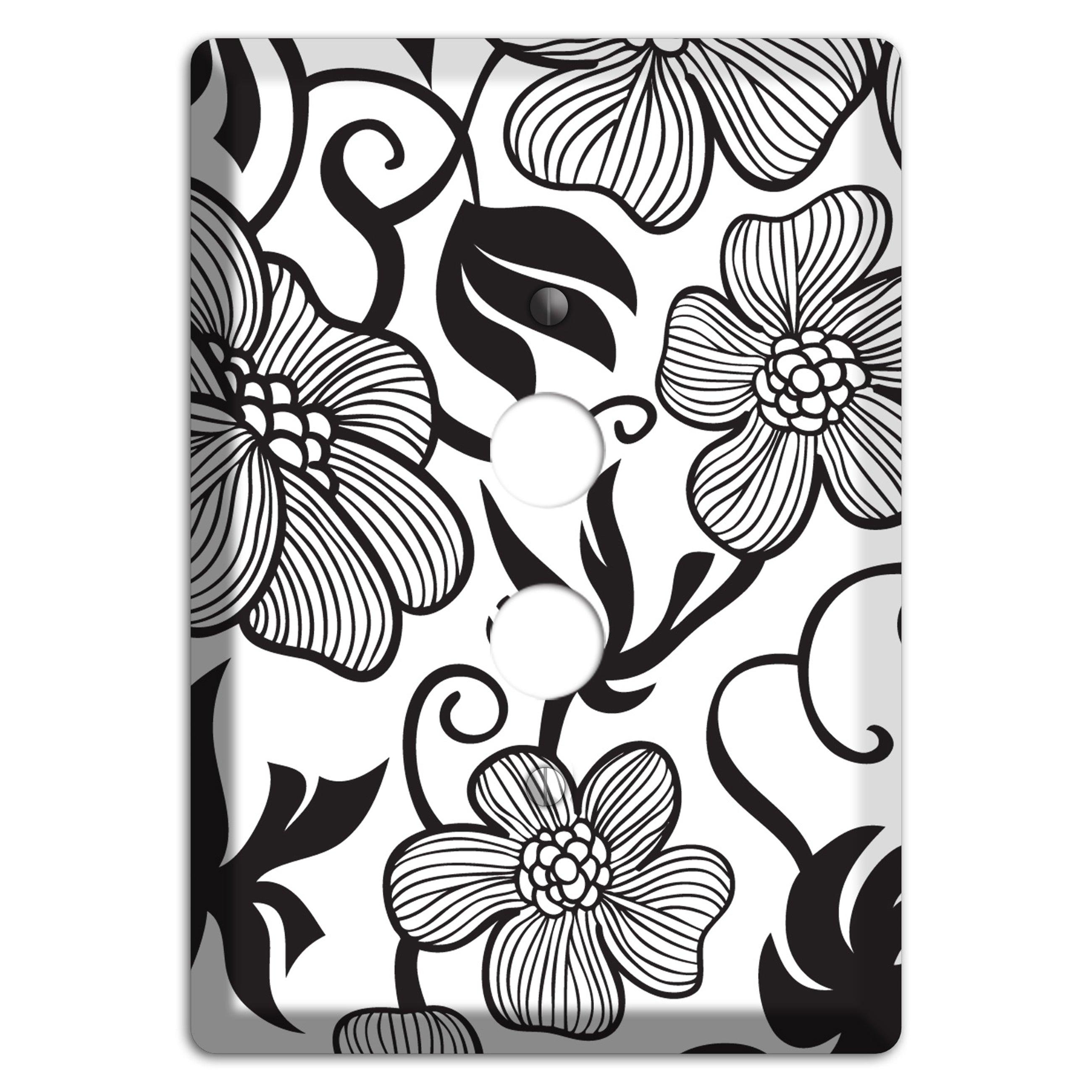 White with Black Tropical 1 Pushbutton Wallplate