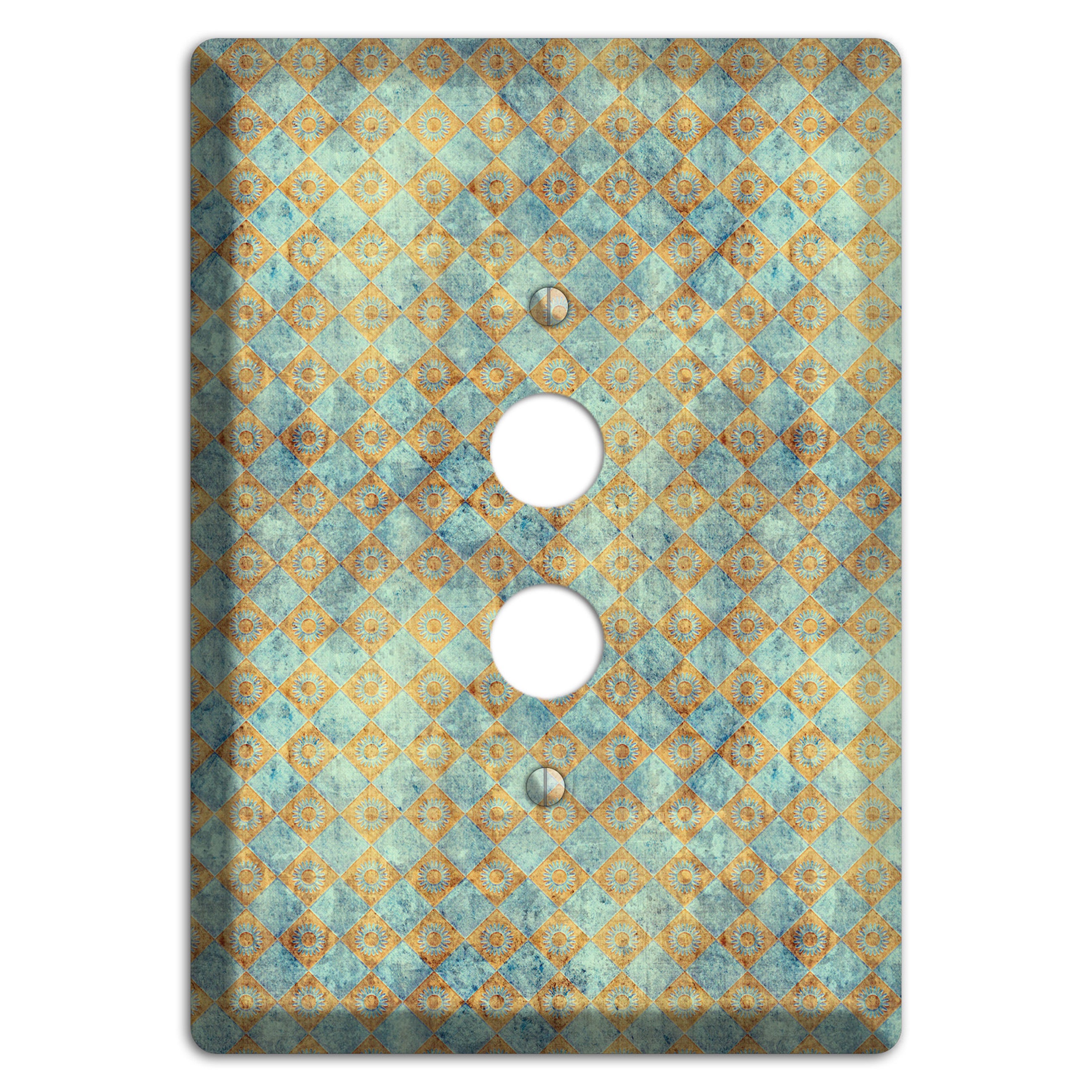 Green and Beige Diamond Circles 1 Pushbutton Wallplate