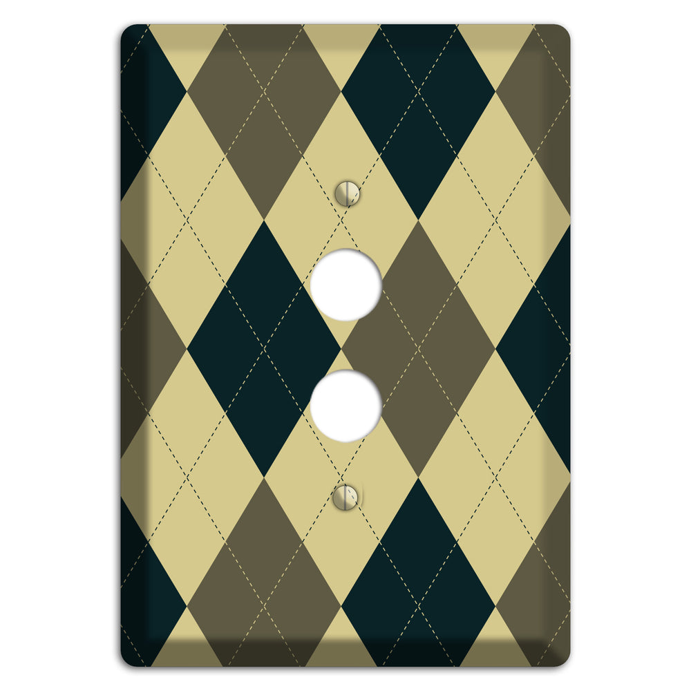 Multi Brown and Tan Argyle 1 Pushbutton Wallplate