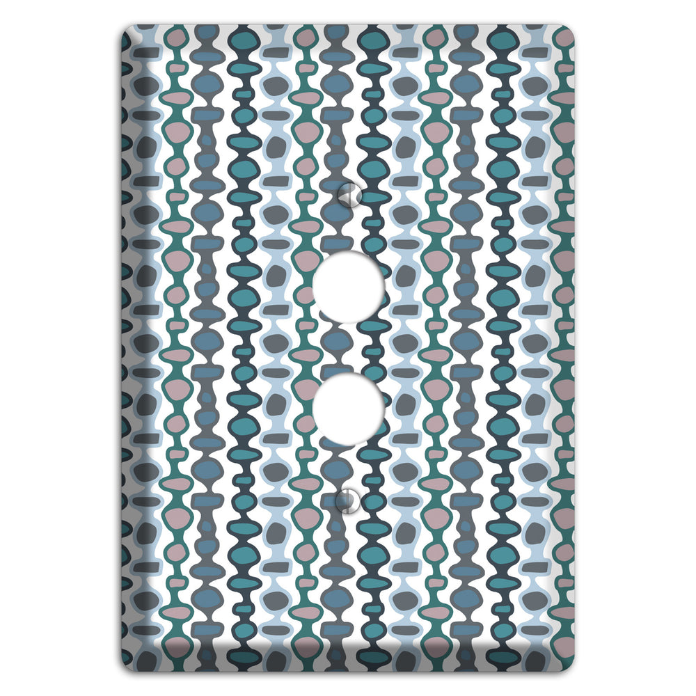 Grey and Multi Blue Bead and Reel 1 Pushbutton Wallplate