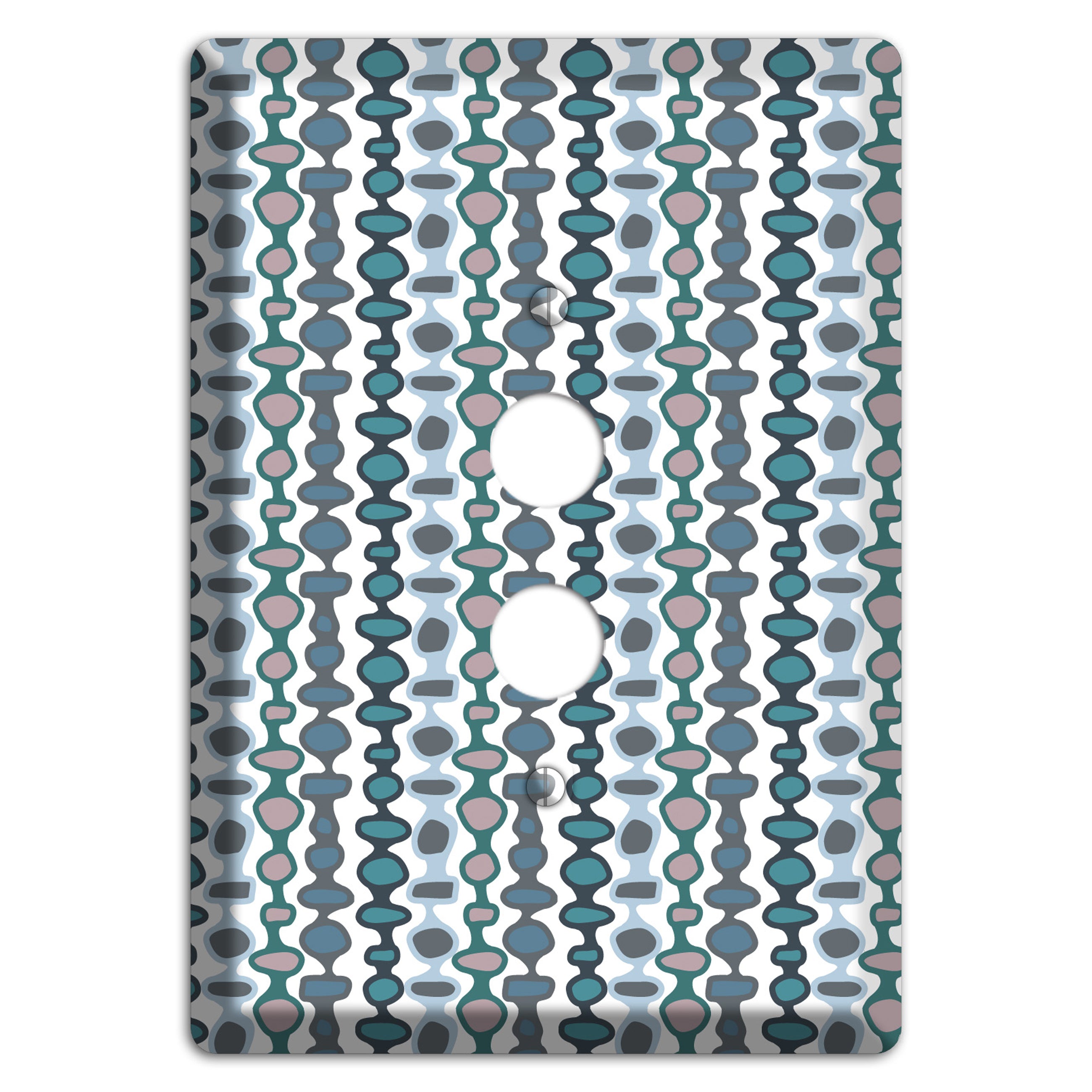 Grey and Multi Blue Bead and Reel 1 Pushbutton Wallplate