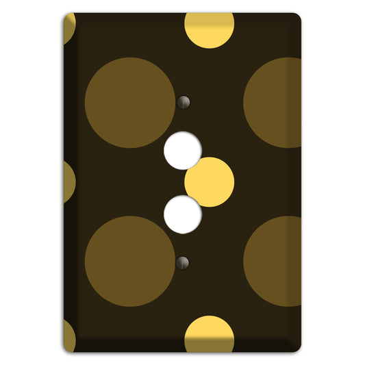 Brown with Brown and Yellow Multi Medium Polka Dots 1 Pushbutton Wallplate