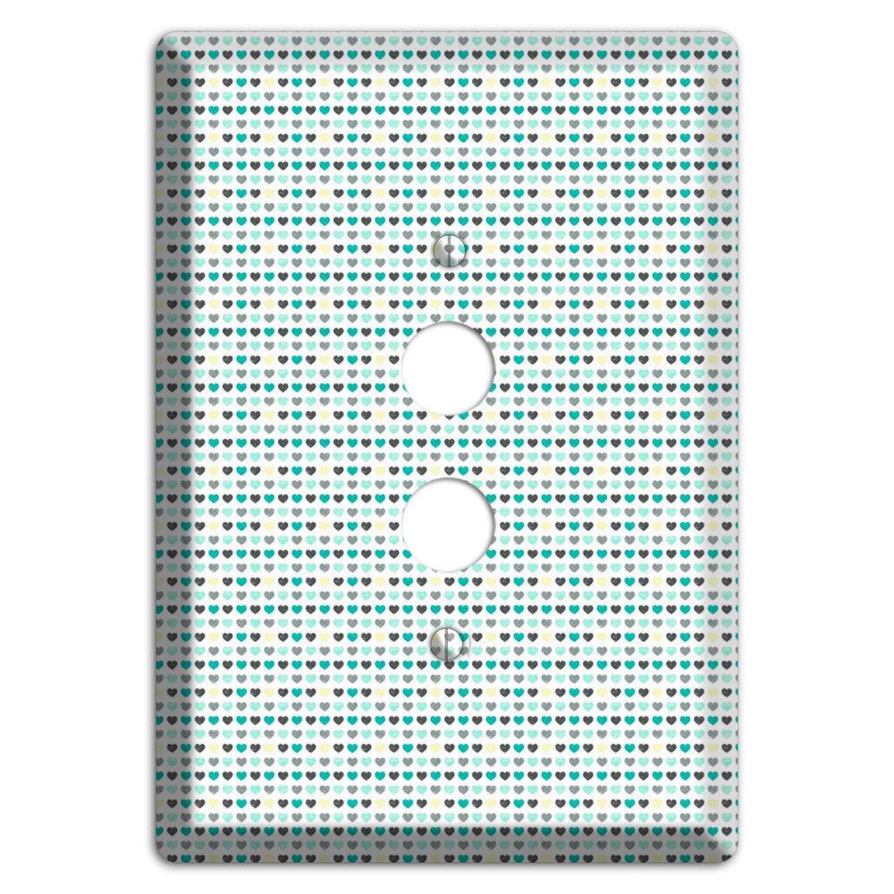 Multi Teal Grey Yellow Optical Hearts 1 Pushbutton Wallplate