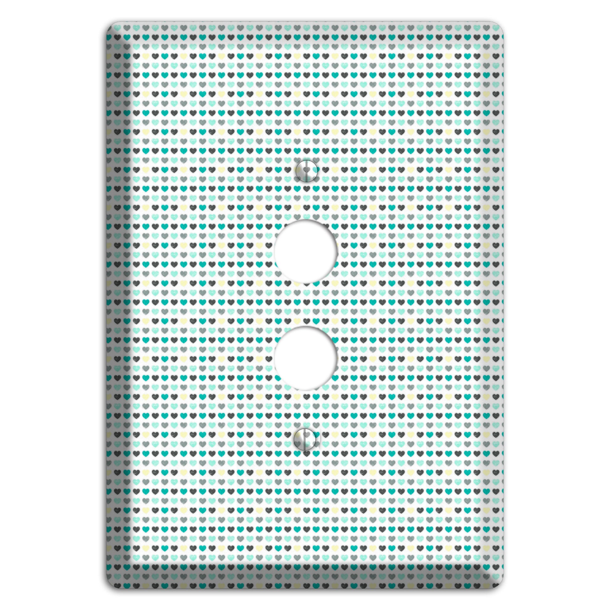 Multi Teal Grey Yellow Optical Hearts 1 Pushbutton Wallplate