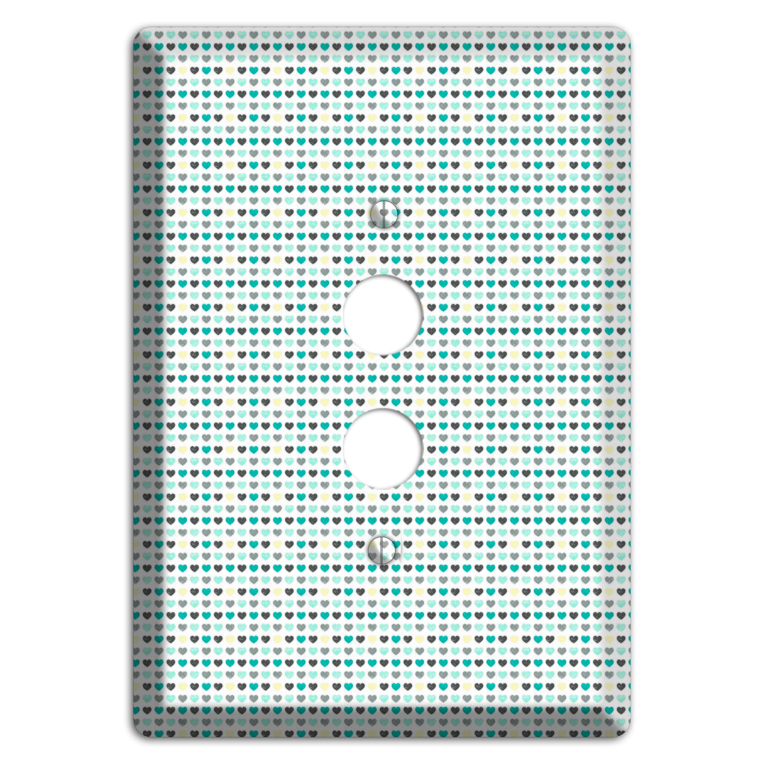 Multi Teal Grey Yellow Optical Hearts 1 Pushbutton Wallplate