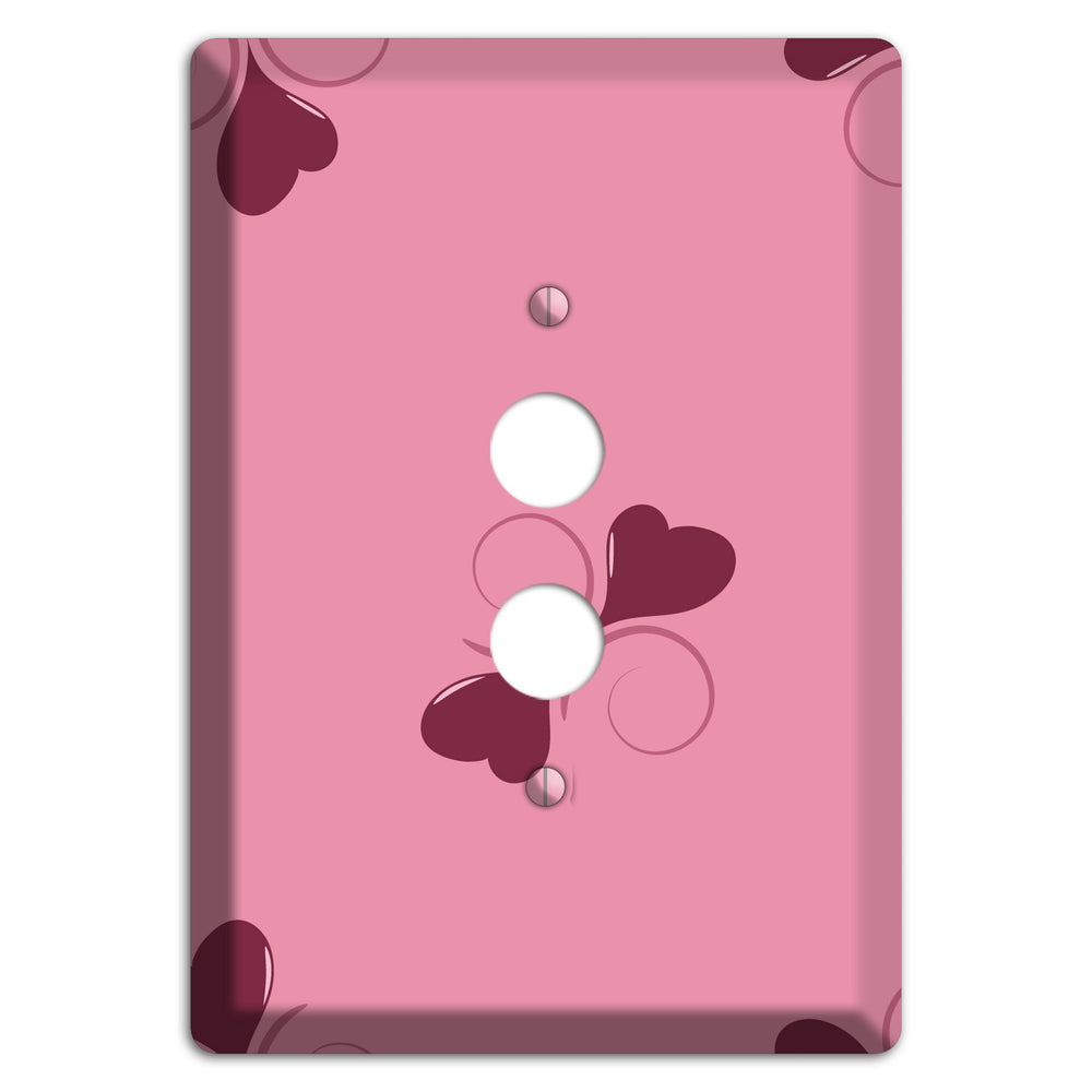 Pink with Hearts 1 Pushbutton Wallplate