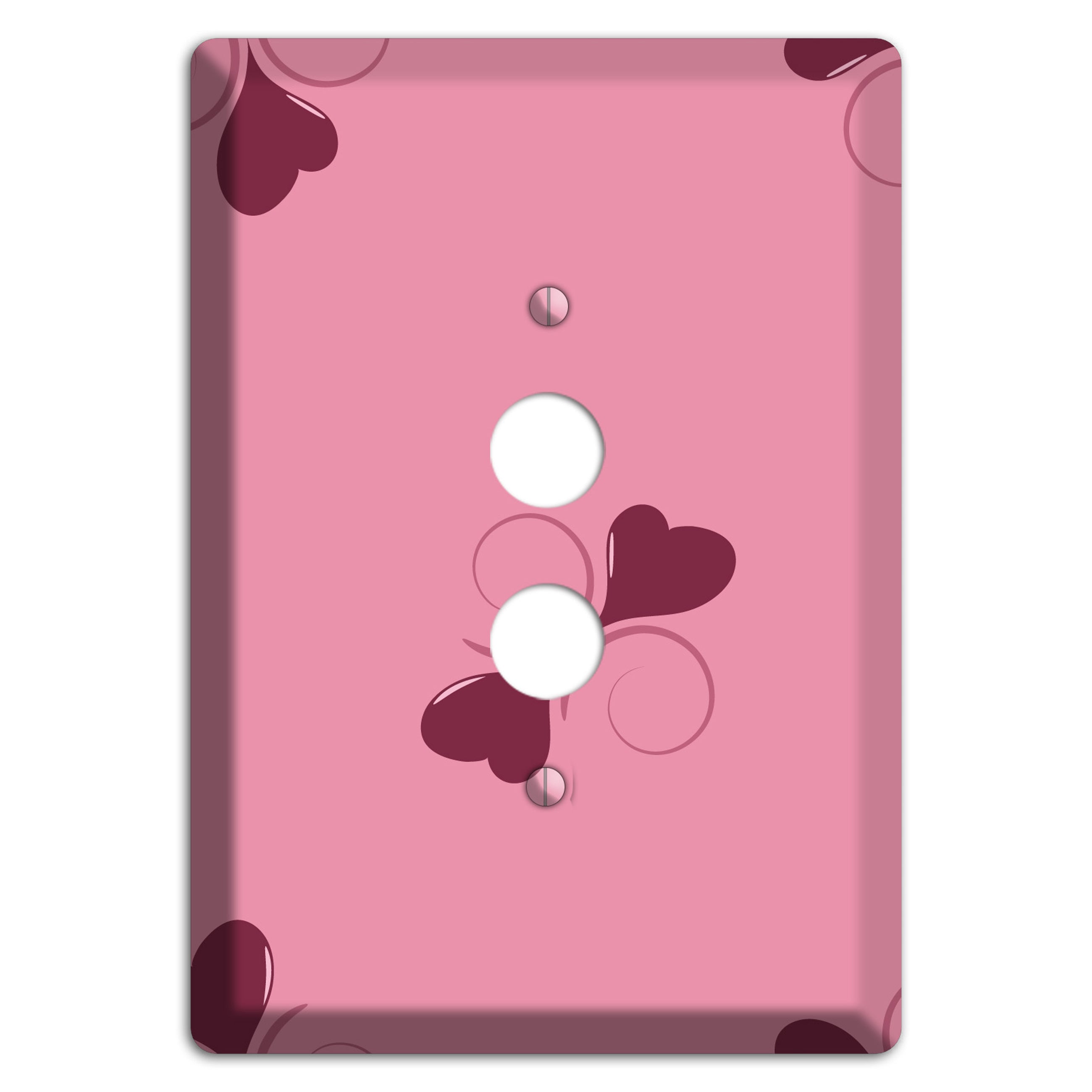Pink with Hearts 1 Pushbutton Wallplate