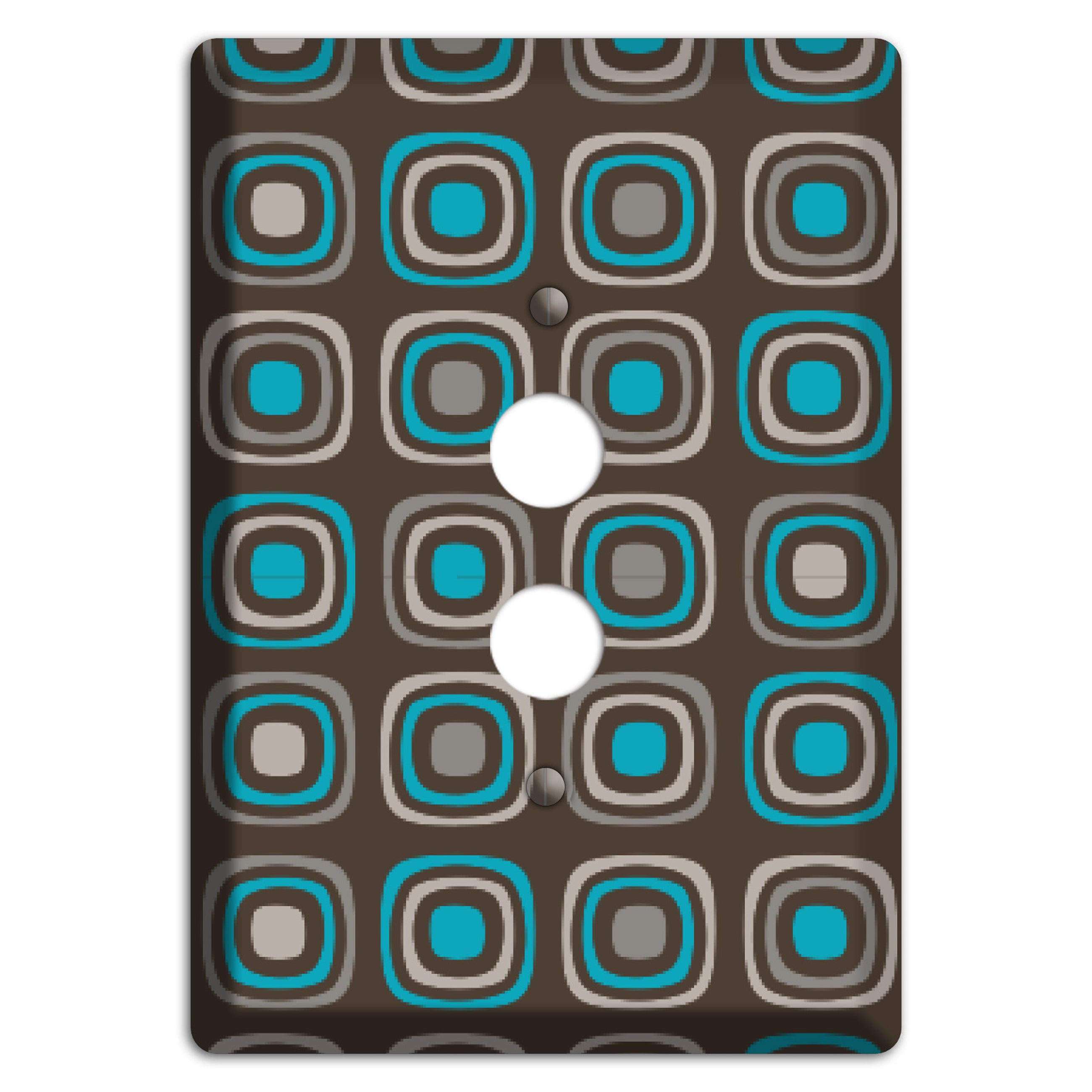 Multi Brown and Turquoise Retro Squares 1 Pushbutton Wallplate